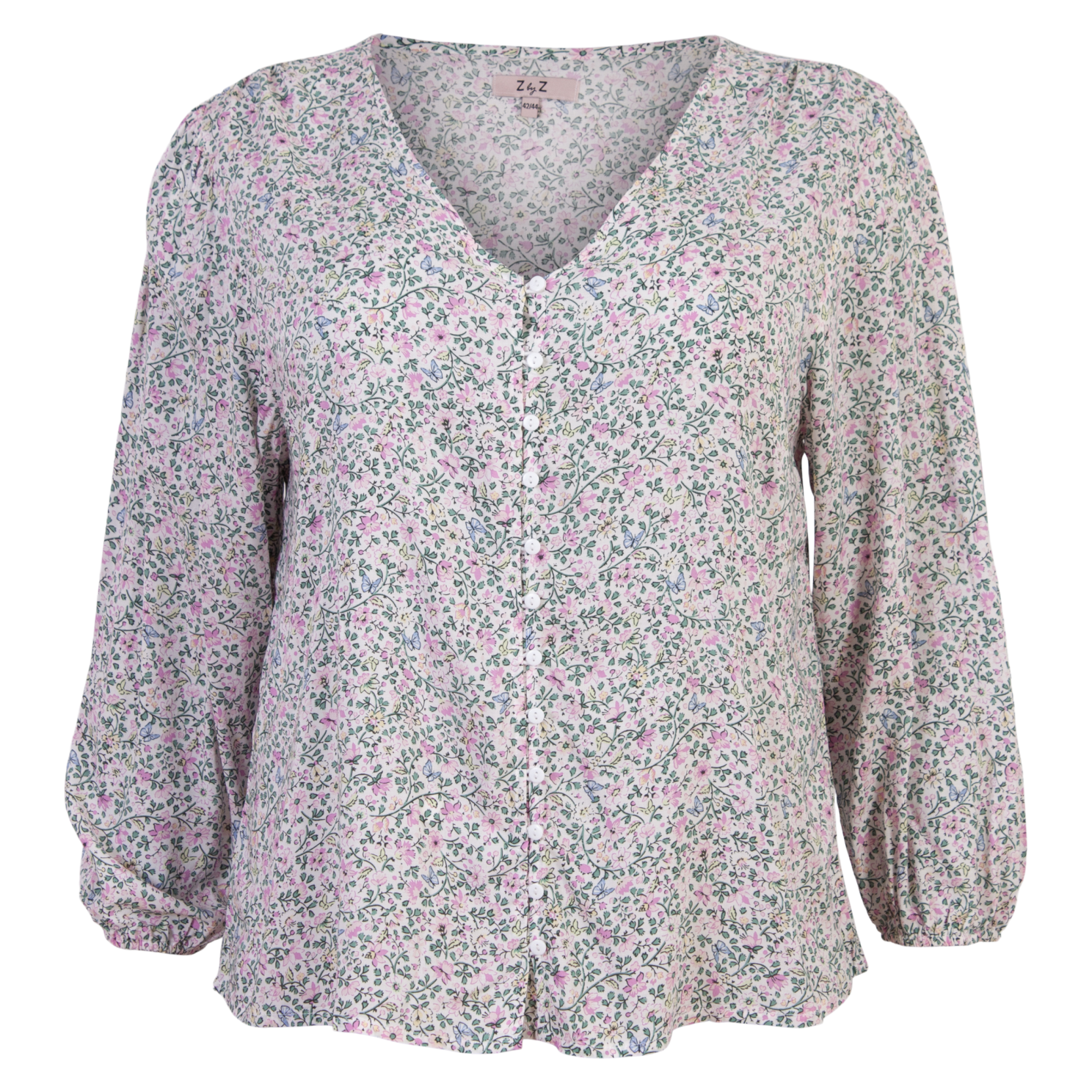 ZbyZ Dame Skjorte Plus Size - Pink - 42/44