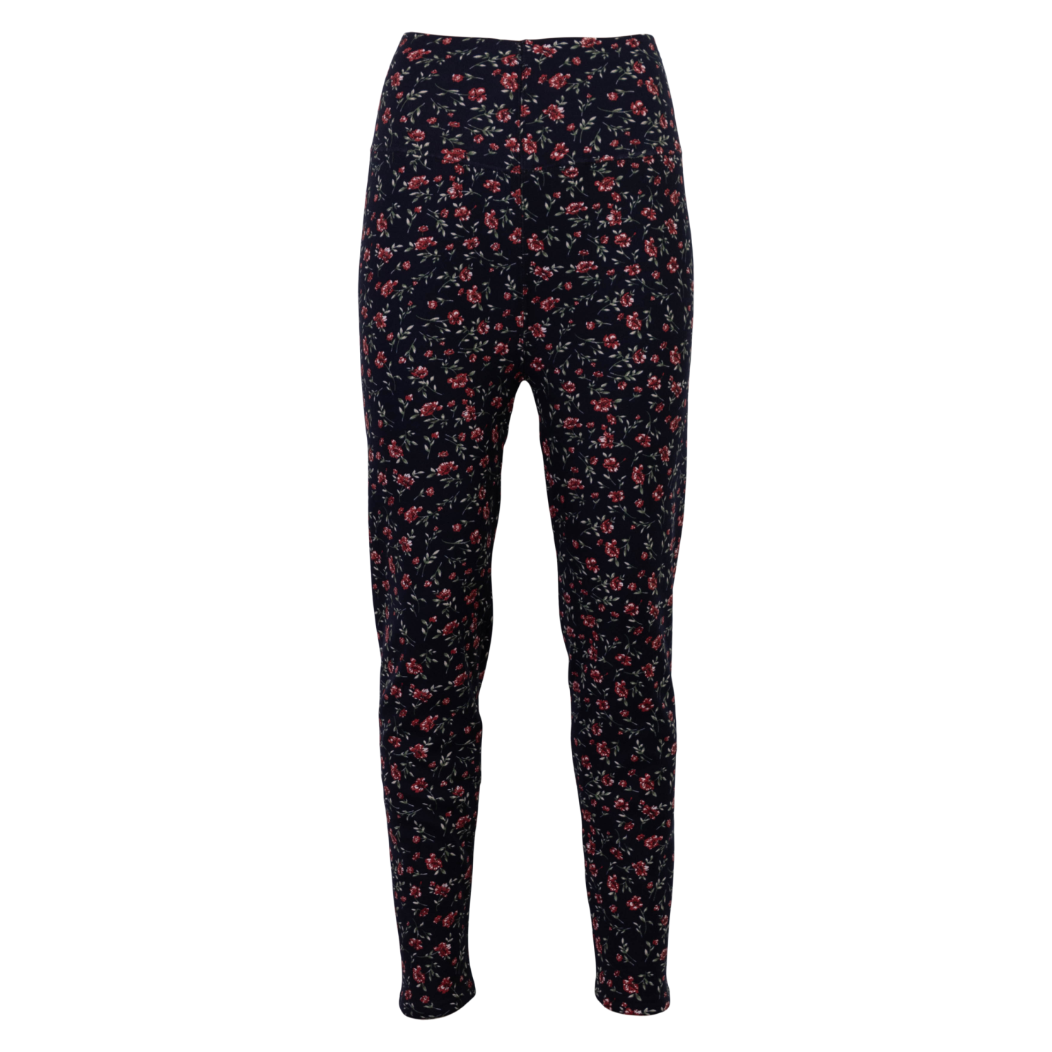 Anyway Dame Termoleggings m. fleece - Navy/Rød blomst - L/XL