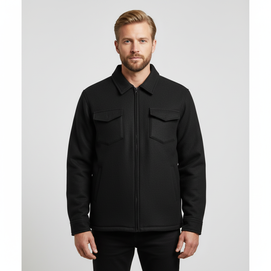 Anyway Herre Overshirt m. for - Black - 2XL