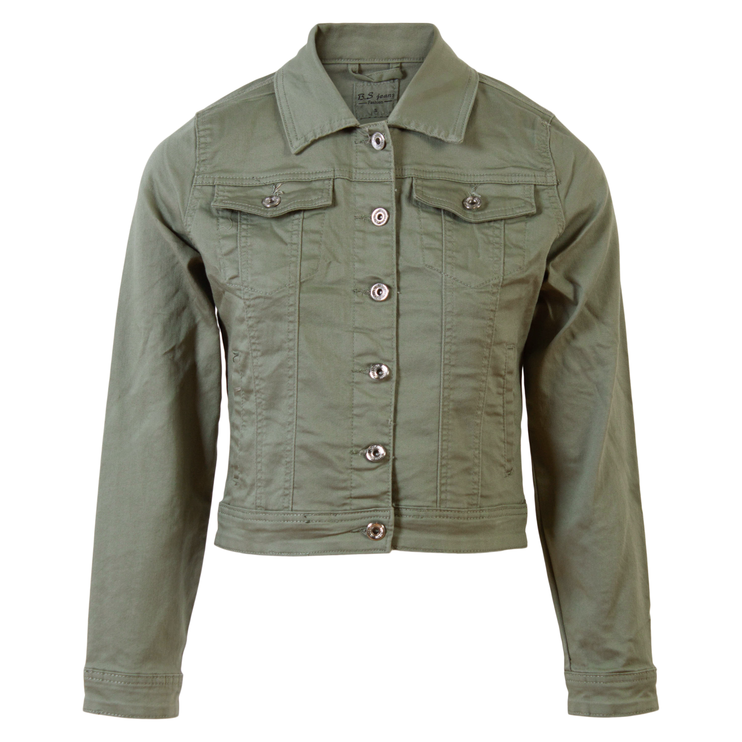 BS Jeans Dame Denimjakke Plus Size - Khaki - 5XL