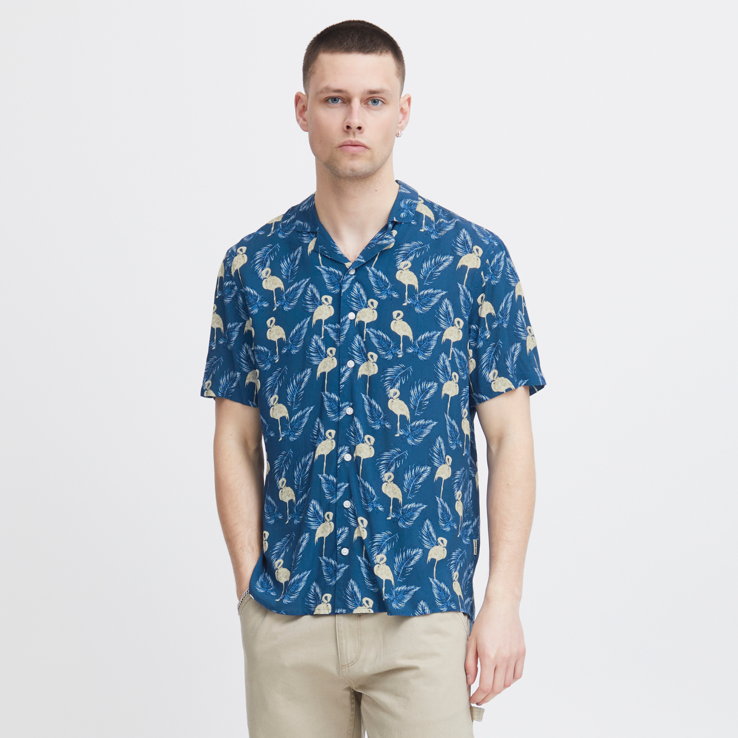 Blend Herre Kortærmet skjorte - Navy Peony - 2XL