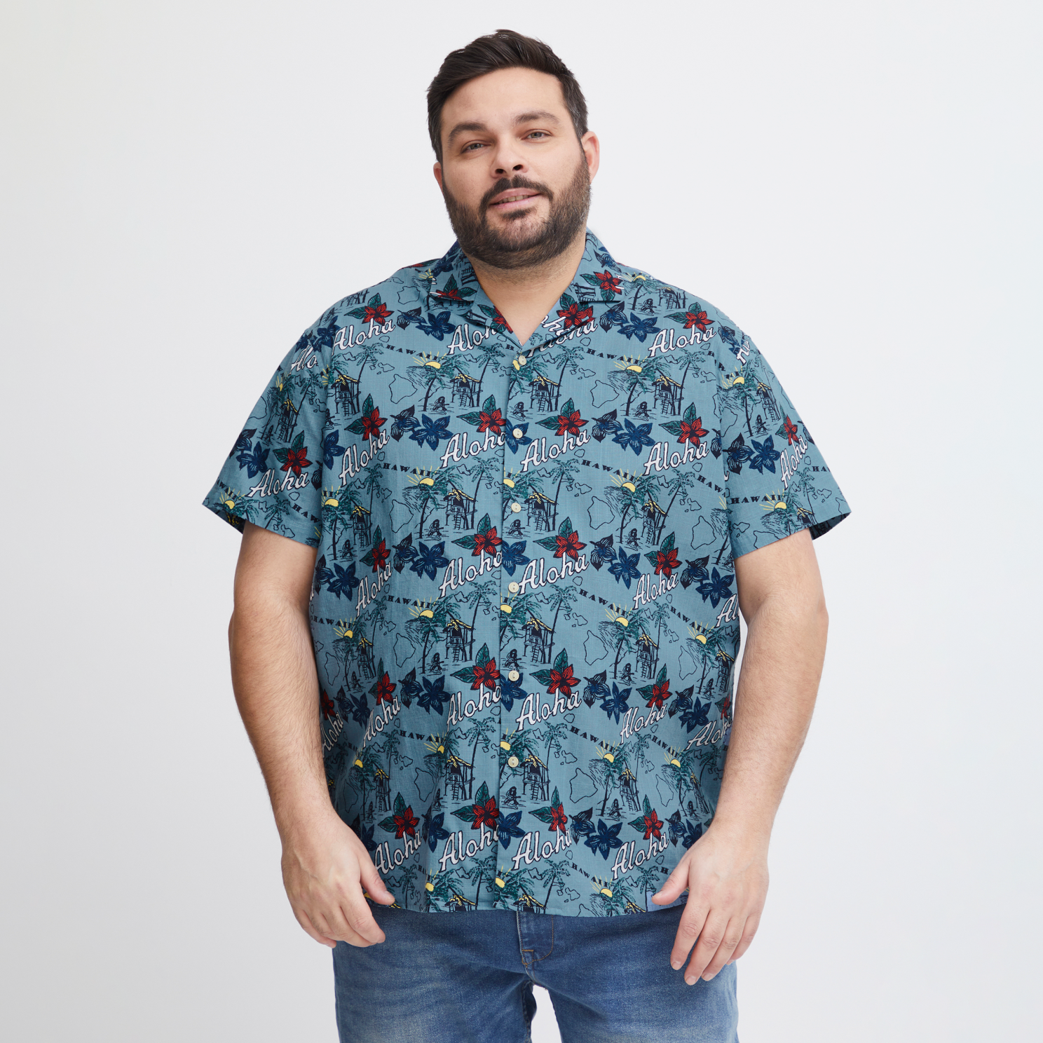 Blend Herre Kortærmet skjorte Plus Size - Captain's Blue - 3XL