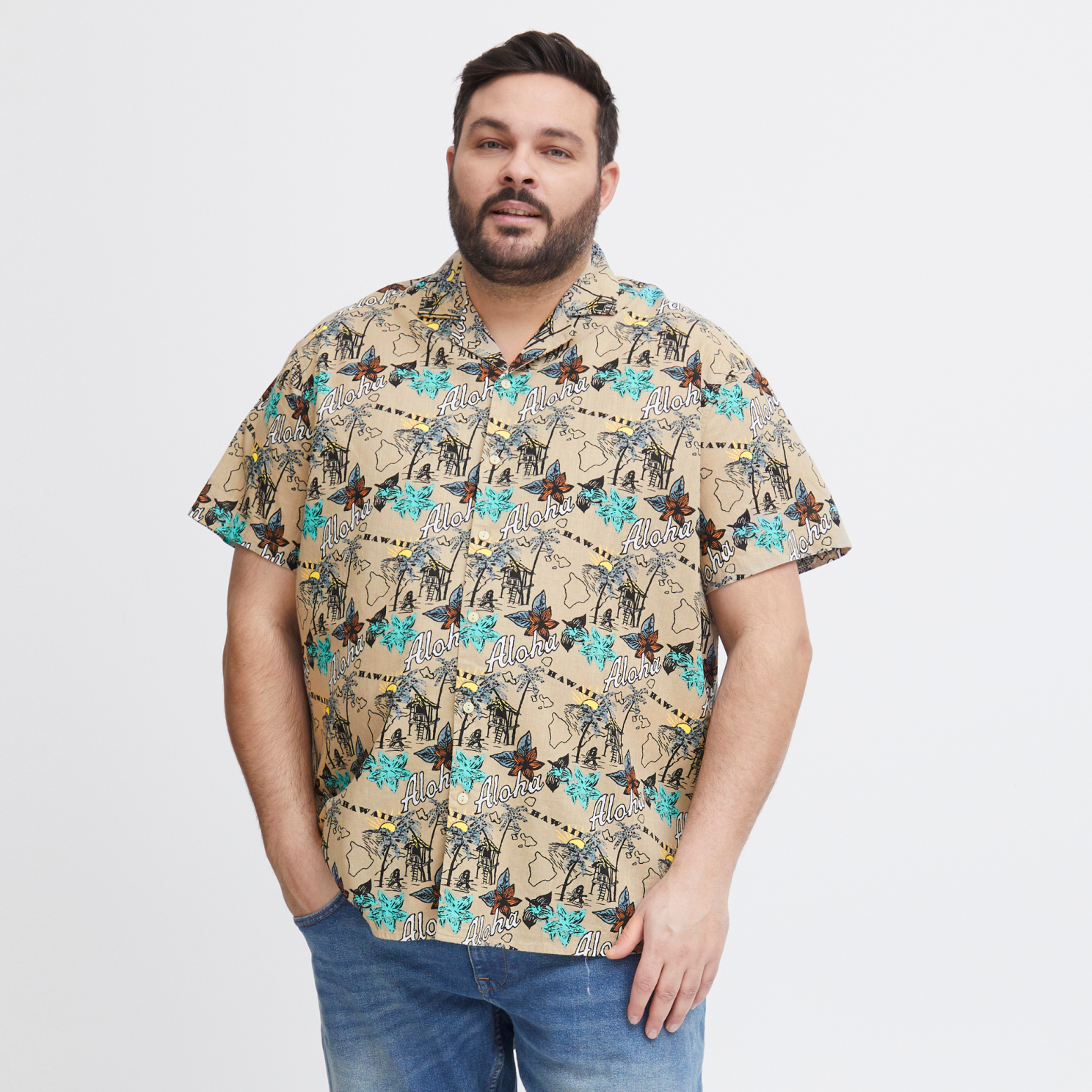 Blend Herre Kortærmet skjorte Plus Size - Crockery - 3XL