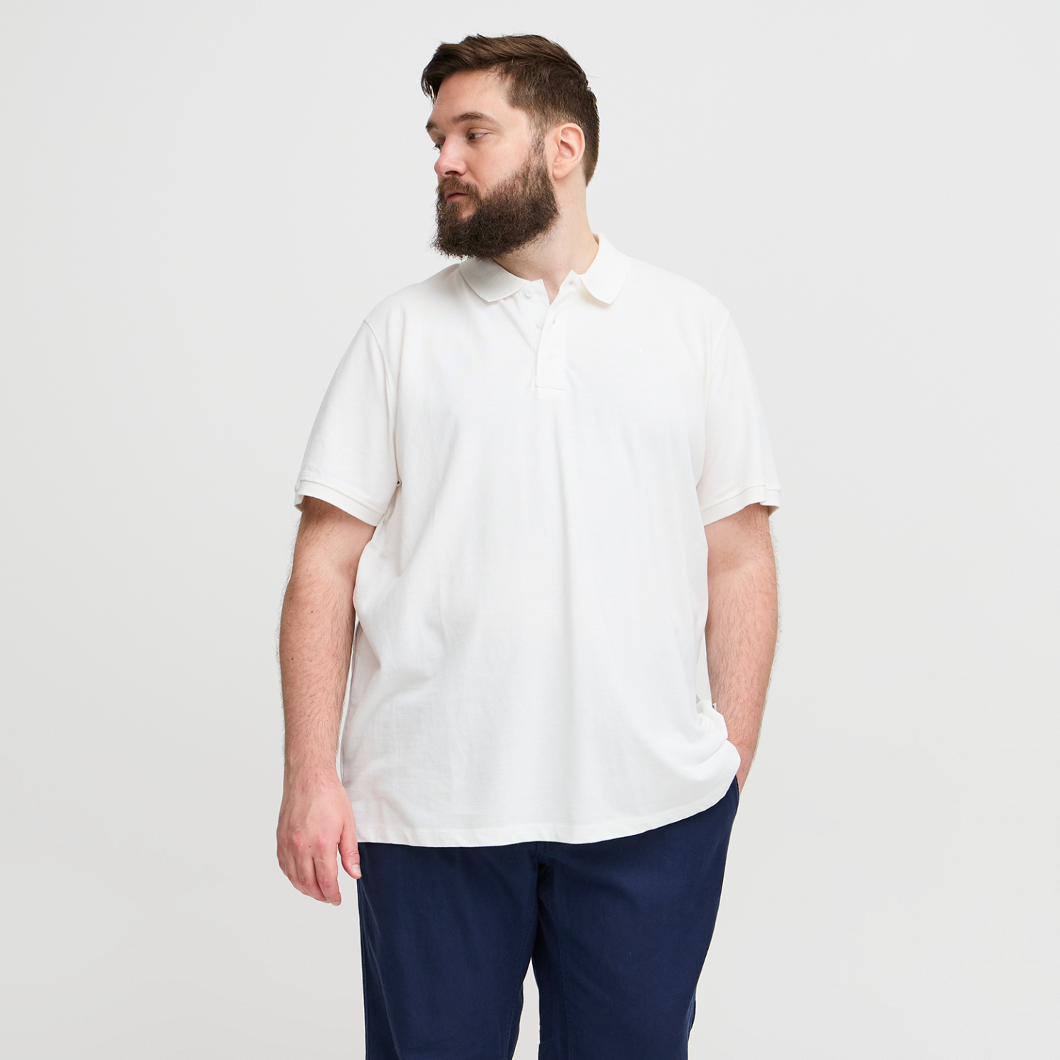 Blend Herre Polo Plus Size - Snow White - 4XL