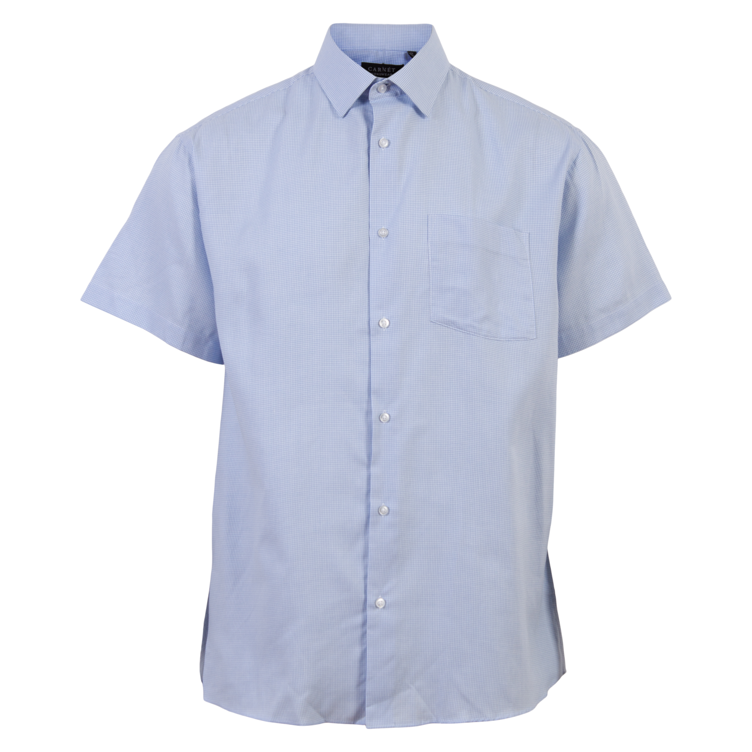 Carnét Oak Herre Kortærmet skjorte Plus Size - Light Blue Check - 6XL