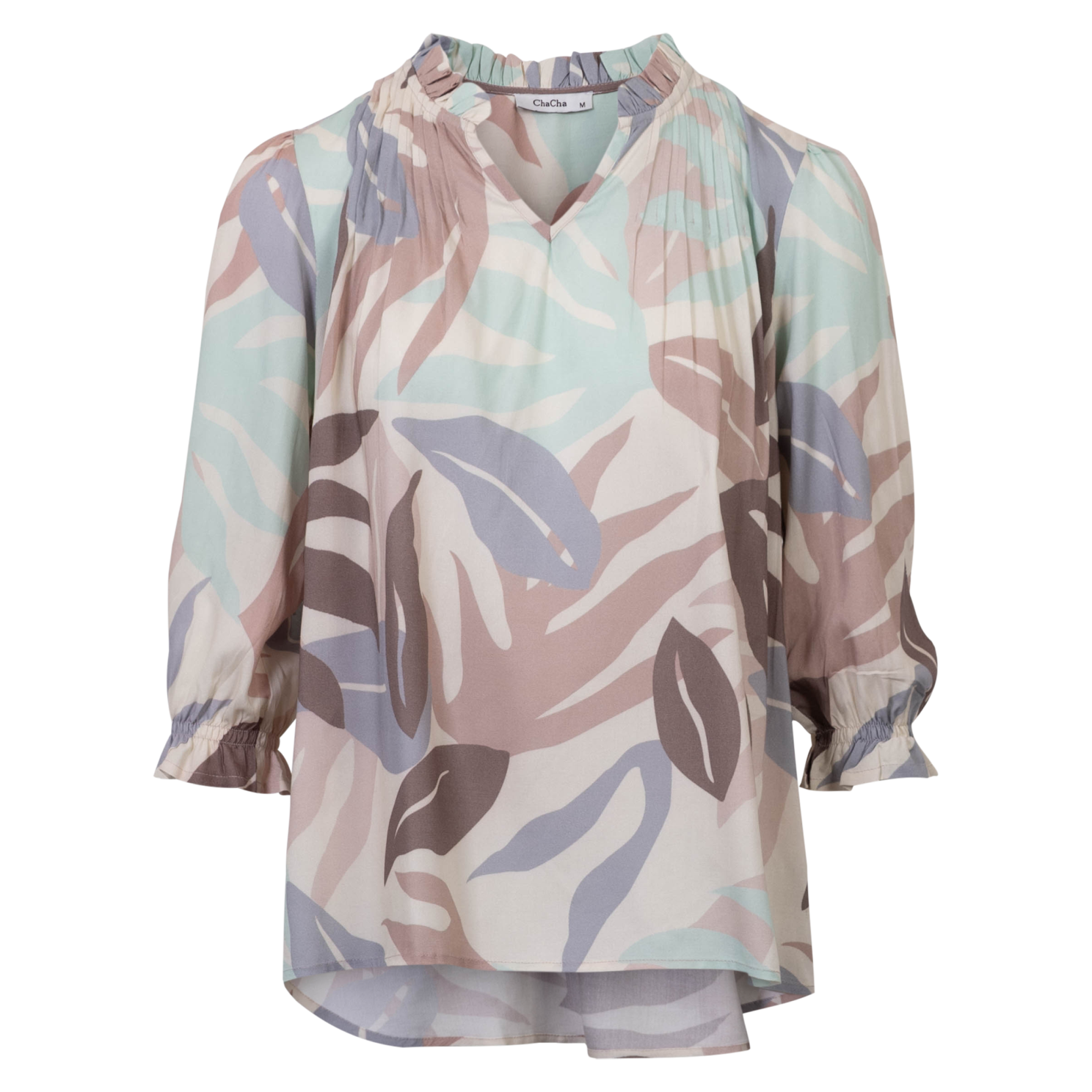 ChaCha Dame Bluse - Beige AOP - 2XL