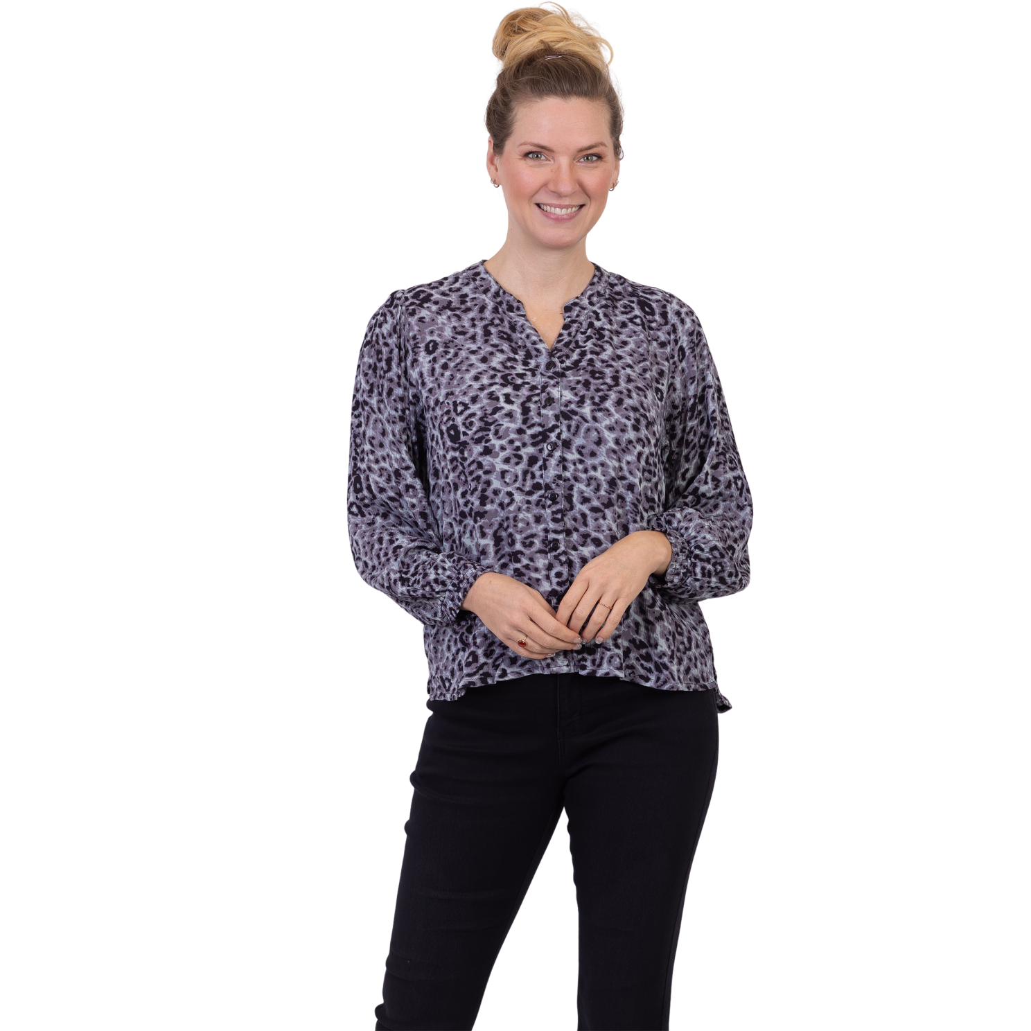 ChaCha Dame Bluse - Black Animal - 2XL
