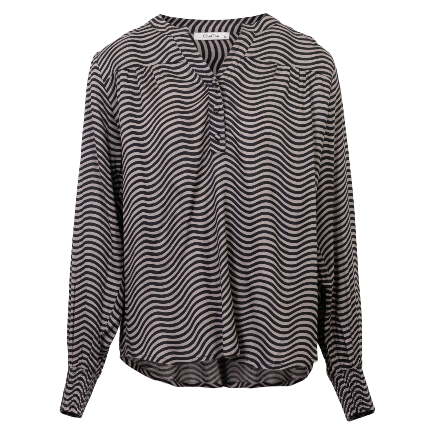 ChaCha Dame Bluse - Moon Rock/Black - XL