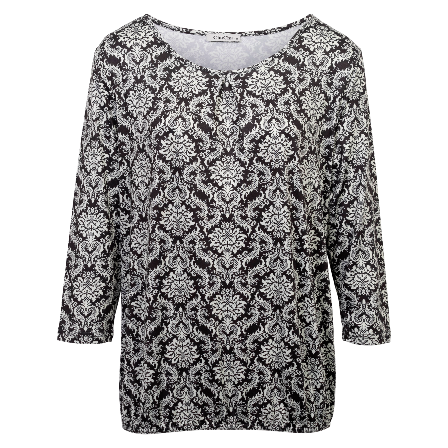 ChaCha Dame Bluse - Print 33 Black/white - XL