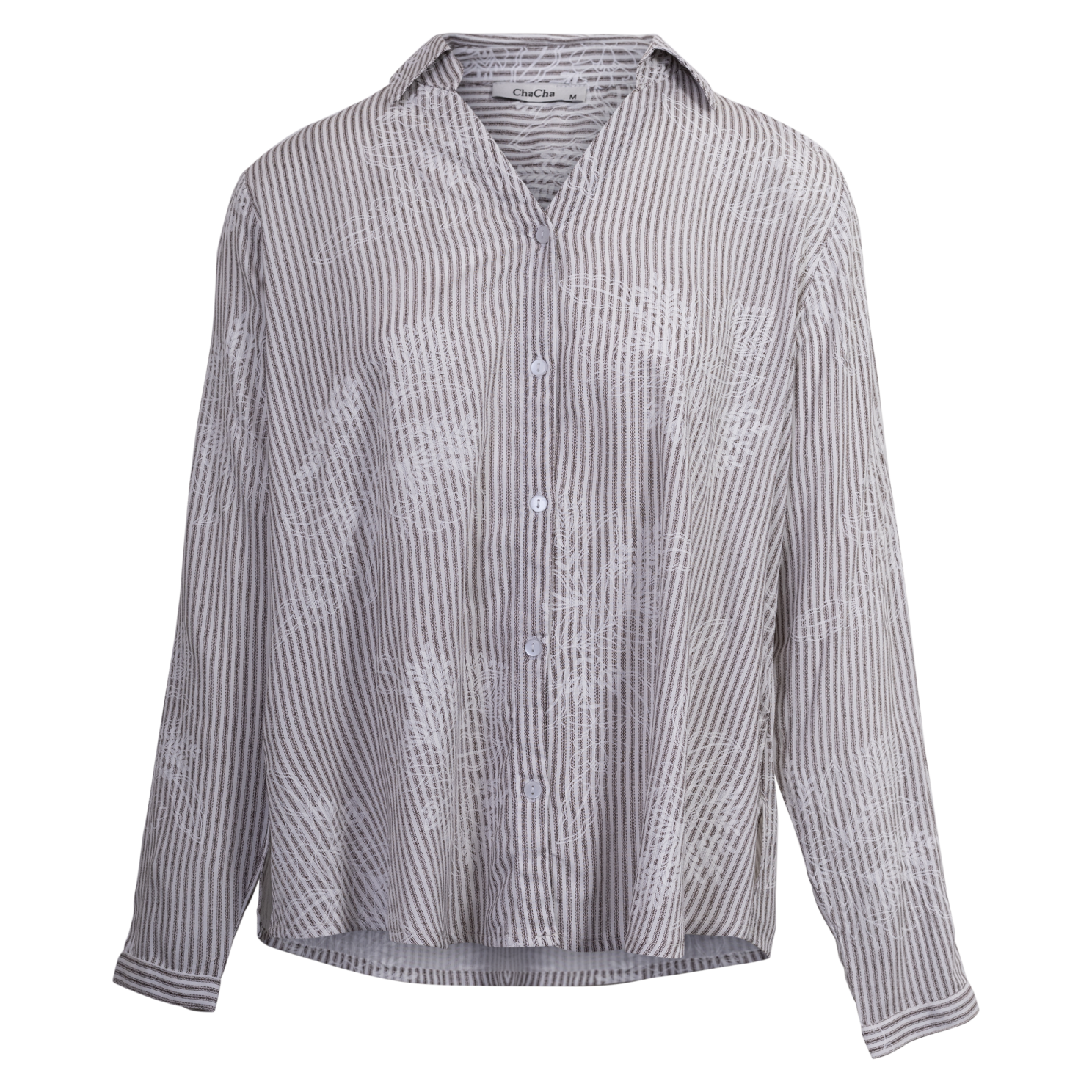 ChaCha Dame Skjorte - BROWN STRIPE - XL