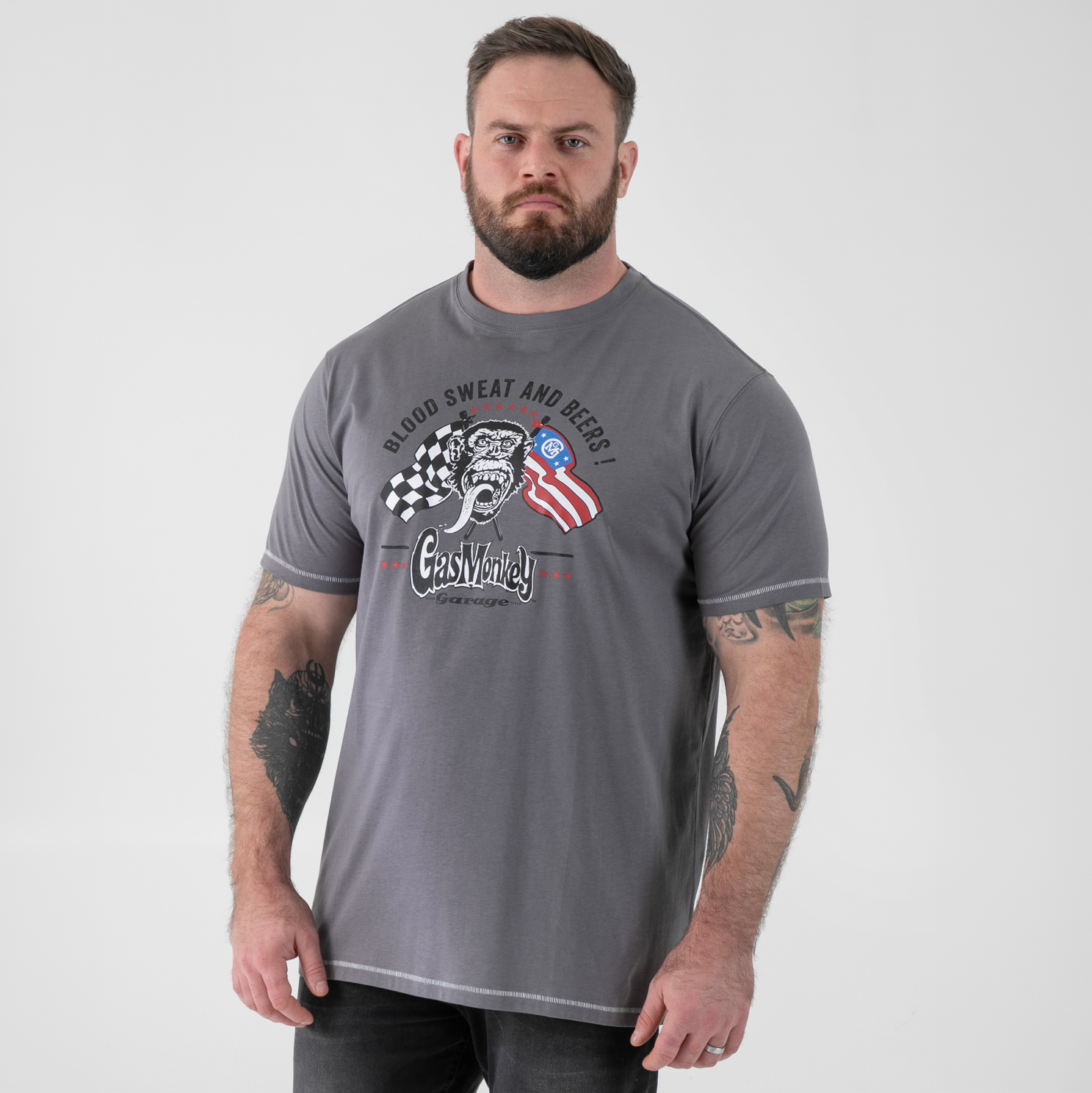 D555 1045633-grey Herre T-shirt - Grey - 5XL