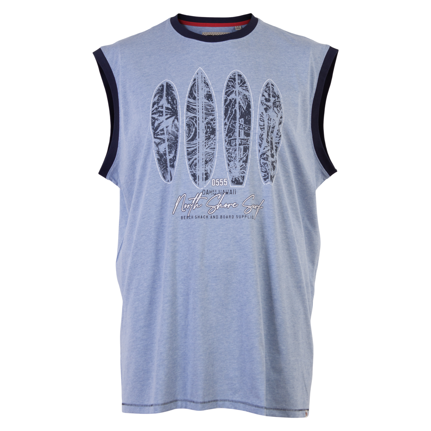 D555 Bretton Herre T-shirt Plus Size - Blue Marl - 4XL