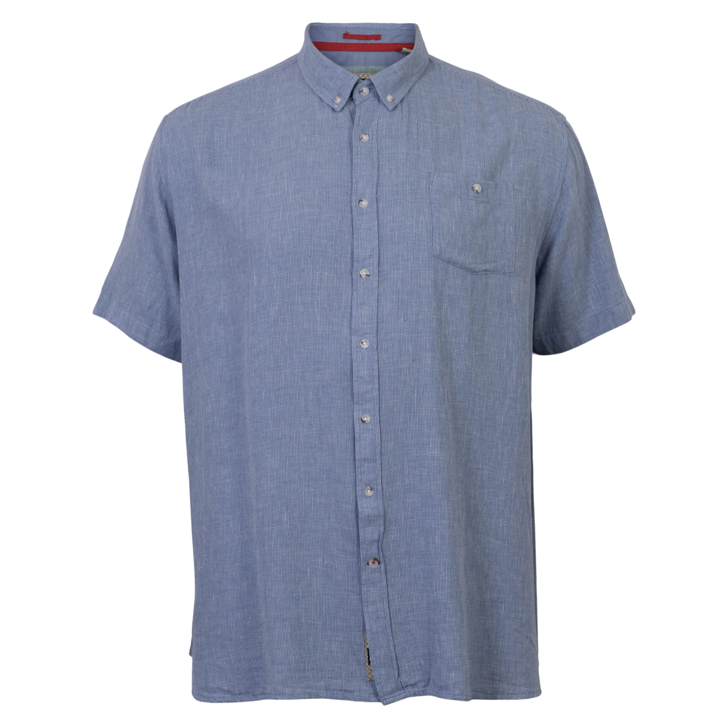D555 Falmouth Herre Kortærmet skjorte i hørmix - Blue - 3XL