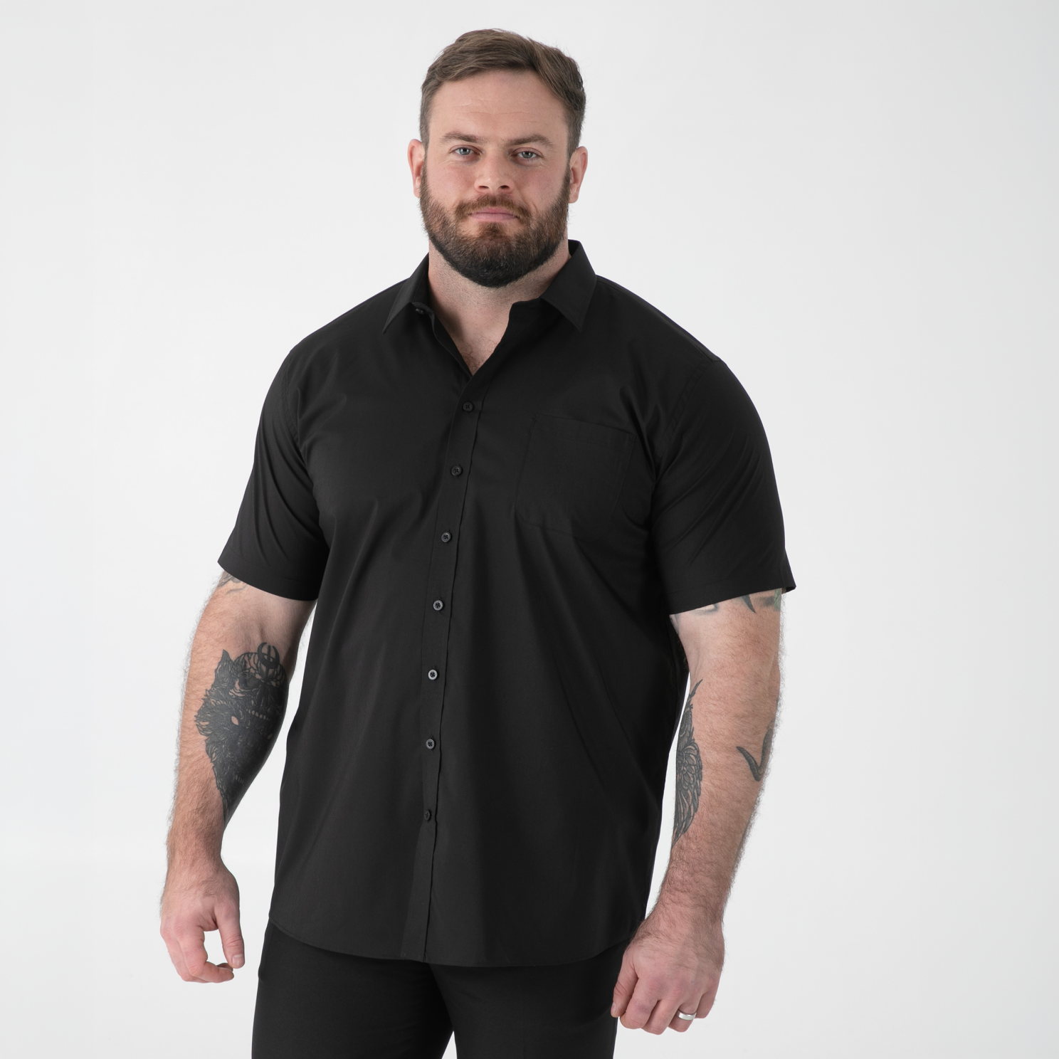 D555 Lucas Herre Kortærmet skjorte - Black - 6XL