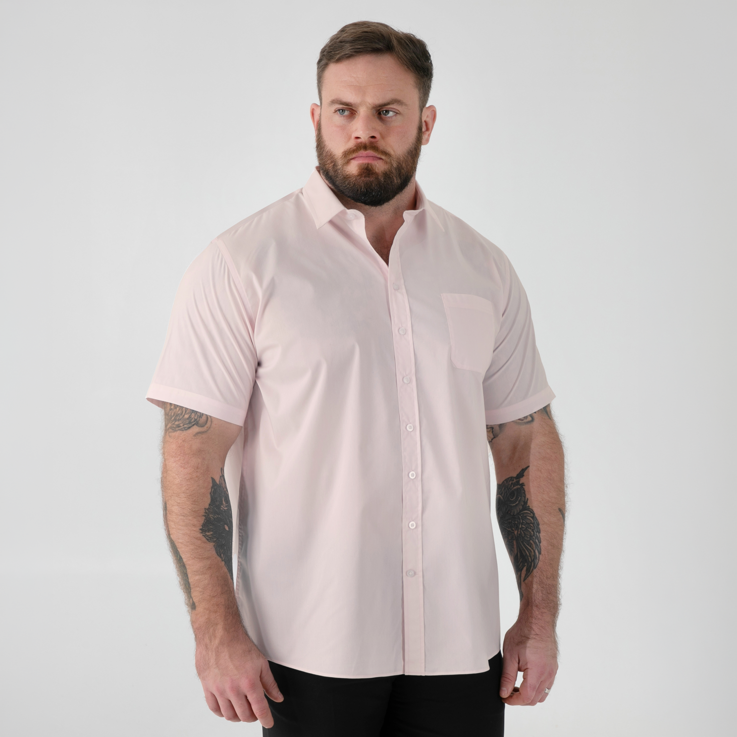 D555 Lucas Herre Kortærmet skjorte - Pink - 4XL