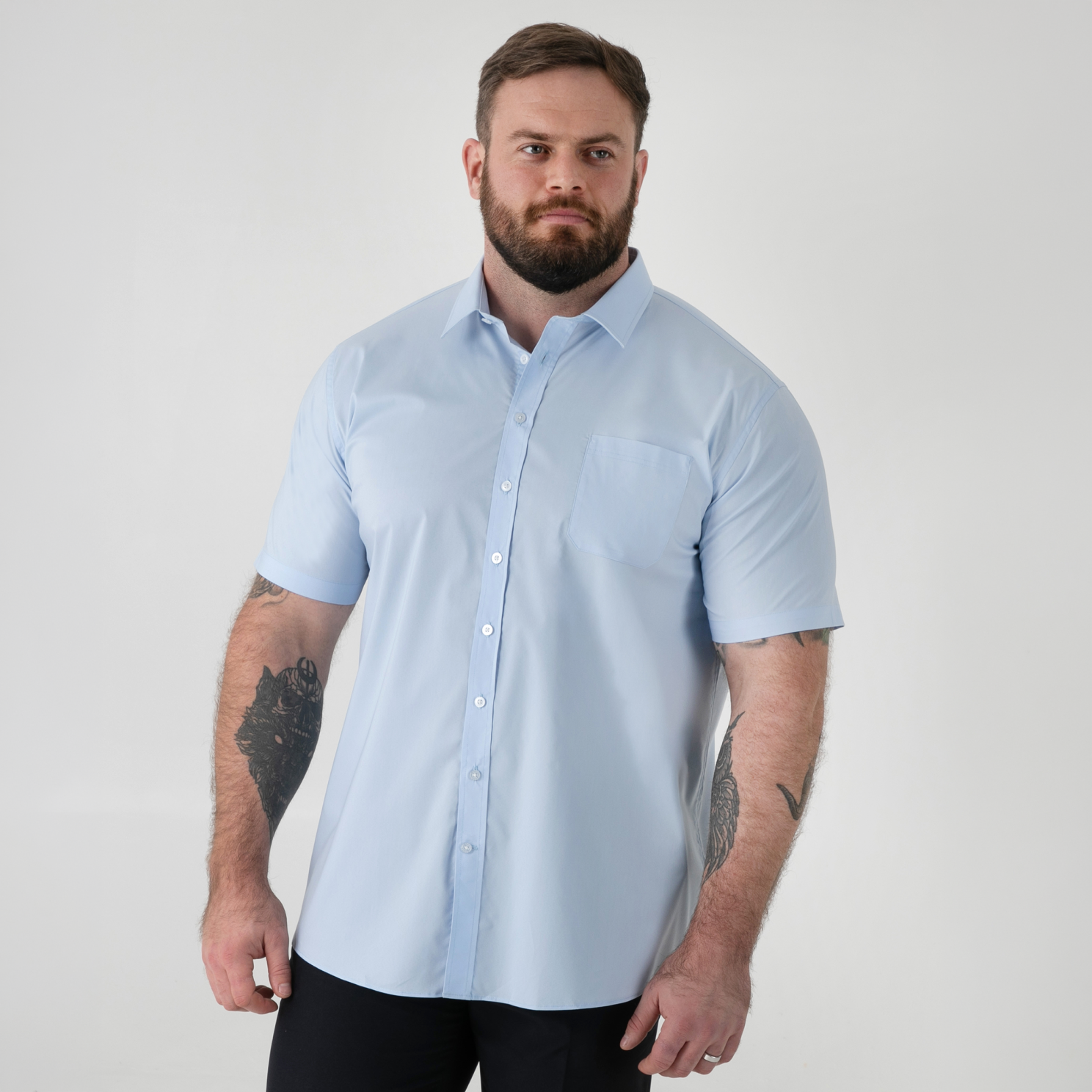 D555 Lucas Herre Kortærmet skjorte - Sky Blue - 3XL