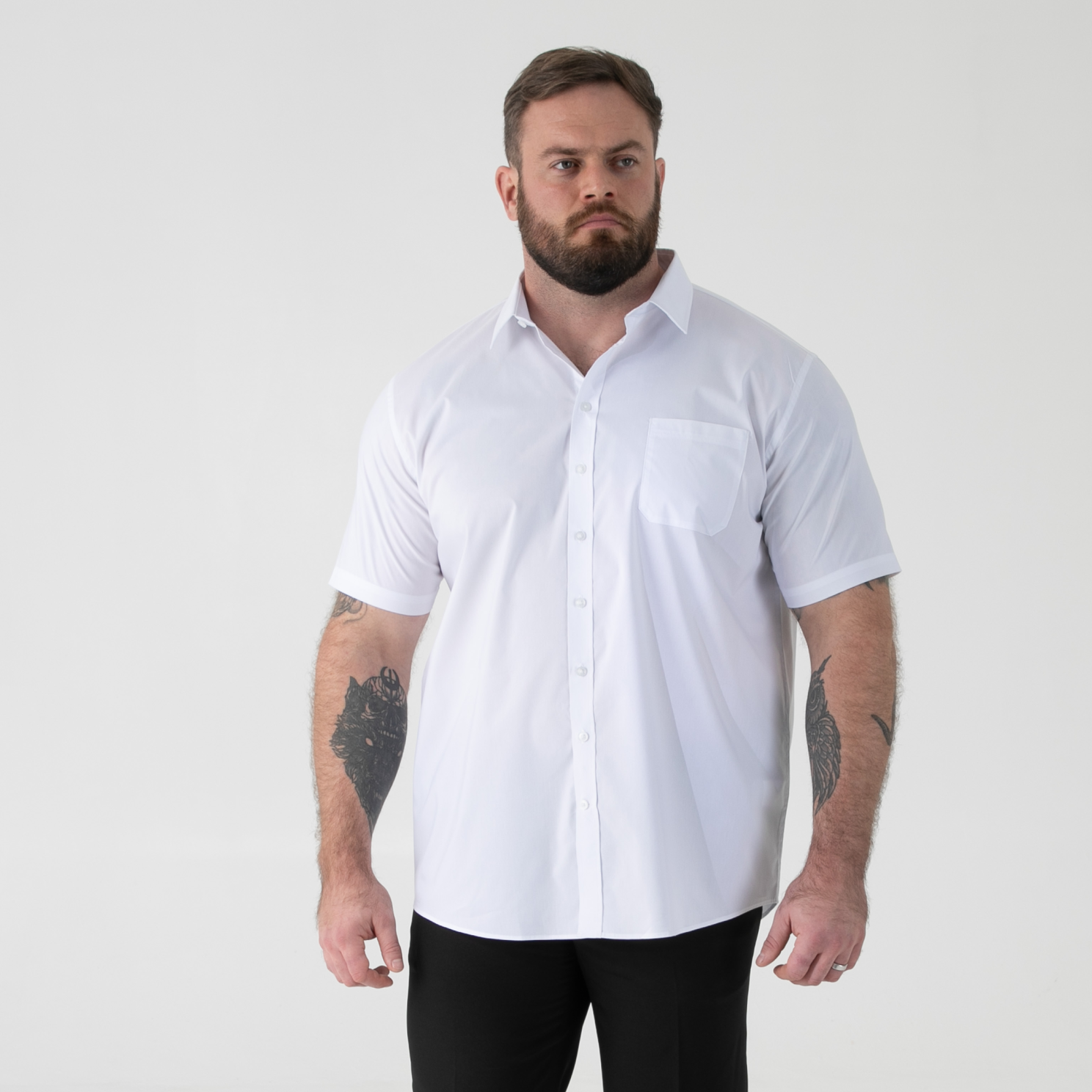 D555 Lucas Herre Kortærmet skjorte - White - 3XL