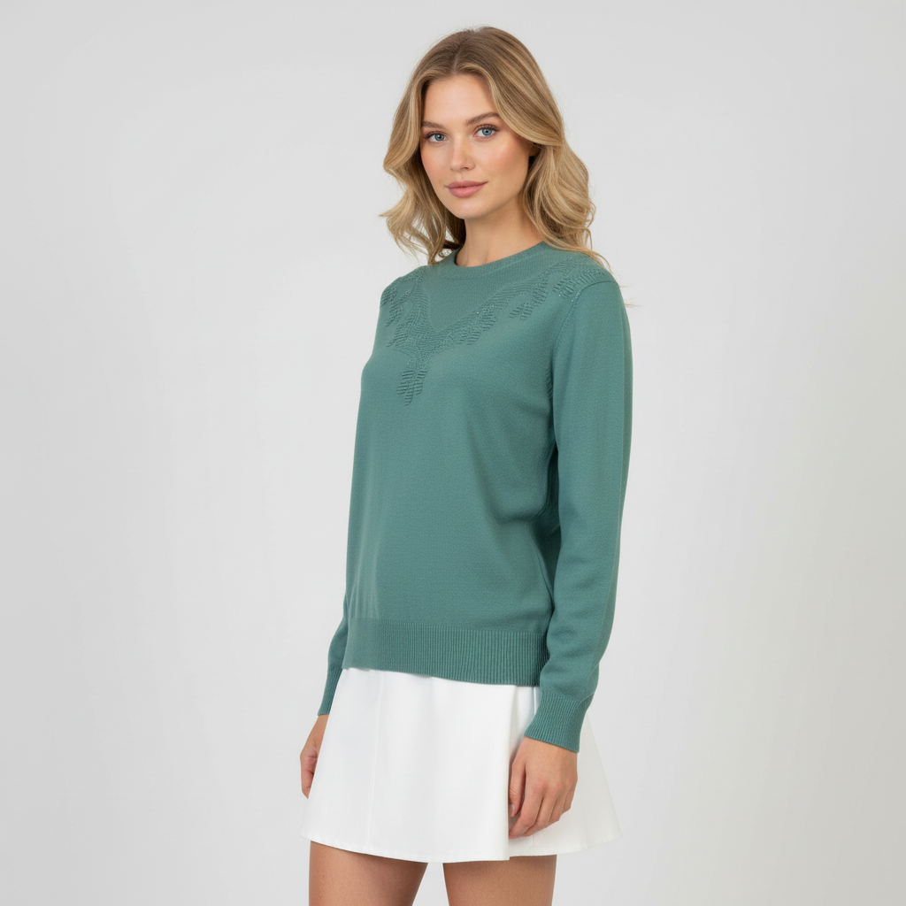 Etoile Dame Striktrøje - GRØN - XL/2XL