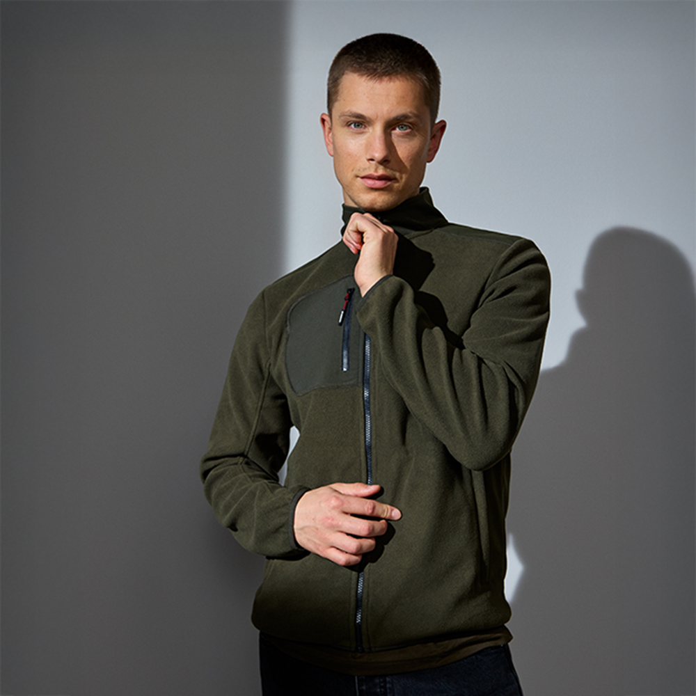 ID Herre Fleecejakke - Oliven - 4XL