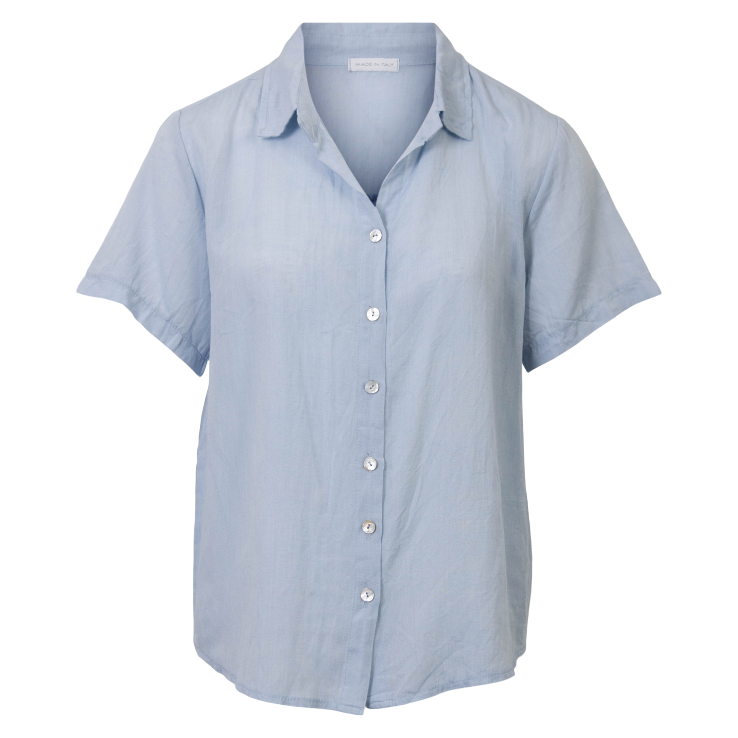 Leonora Dame Kortærmet skjorte i hørmix Plus Size - Heavenly Blue - 46