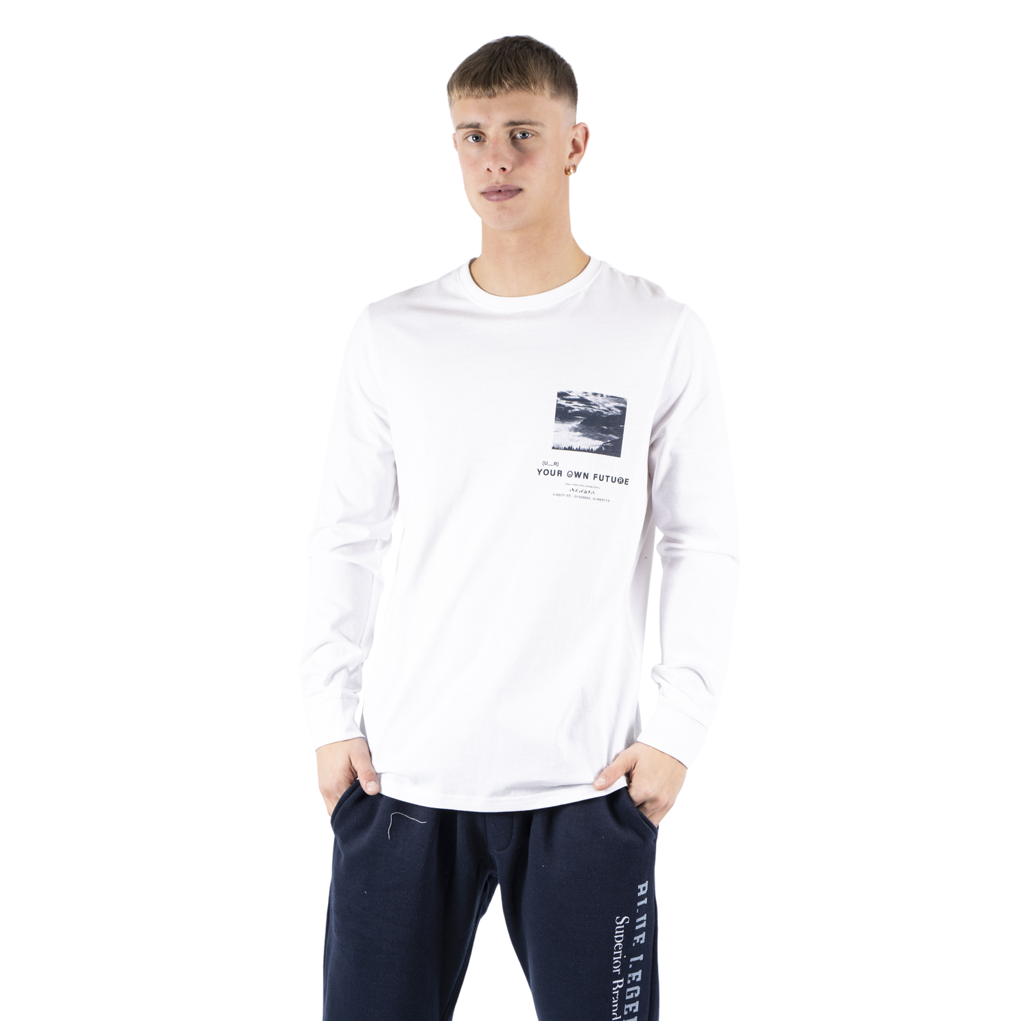 Marcus Ardy Herre Langærmet t-shirt - White - 3XL