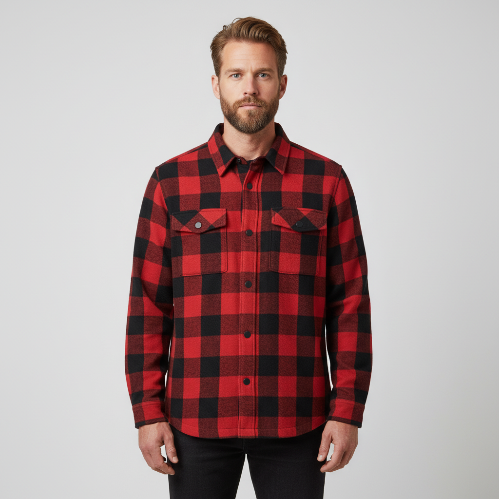 Marcus Chase Herre Overshirt m. fleece - Deep red - 2XL