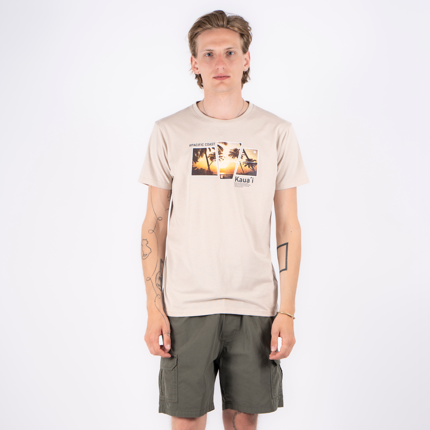 Marcus Flann Herre T-shirt - Bubbly beige - XL