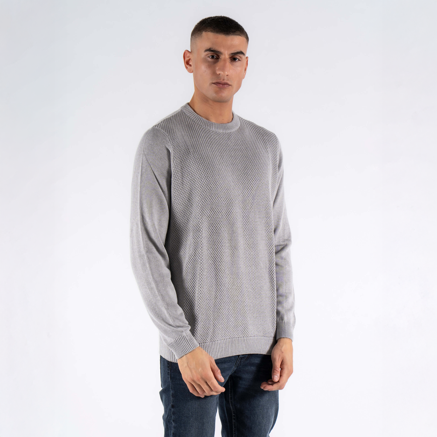 Marcus Herre Striktrøje - Lt.grey mix - XL