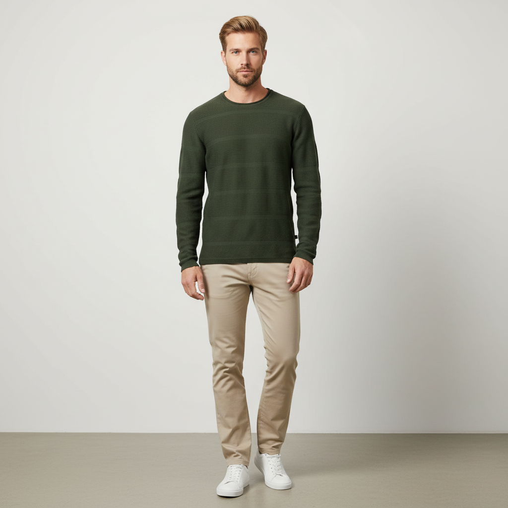 Marcus Kaisen Herre Striktrøje - Army green - 2XL