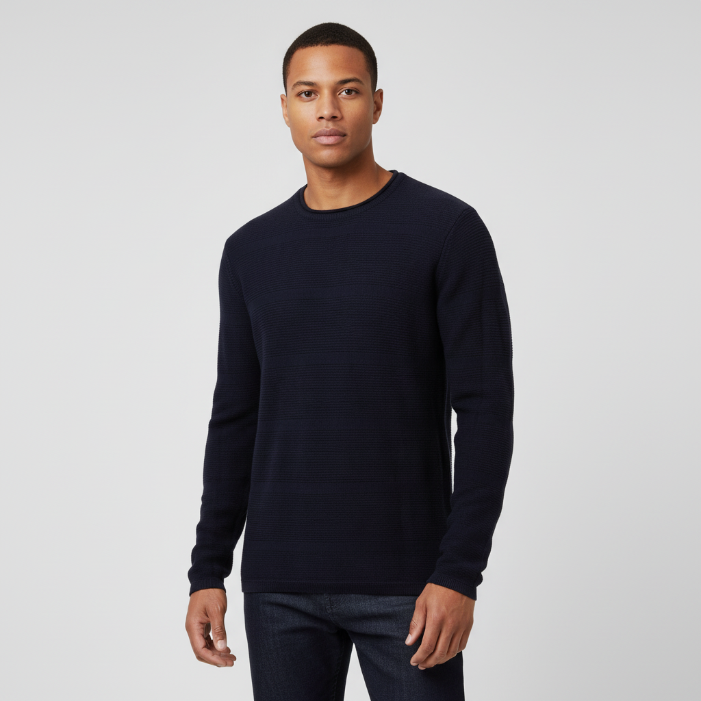 Marcus Kaisen Herre Striktrøje - Night Navy - 2XL