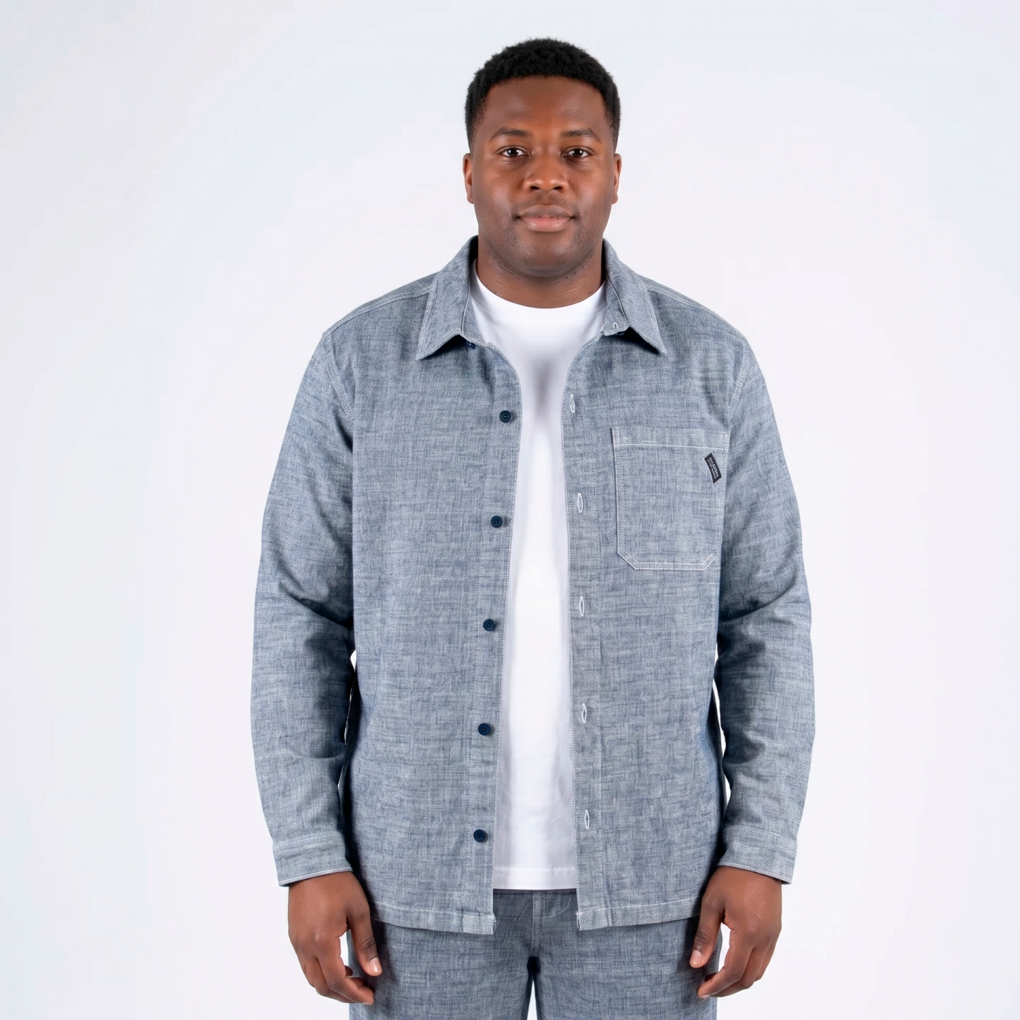 Marcus Penley Herre Overshirt - Light Blue Wash - 5XL