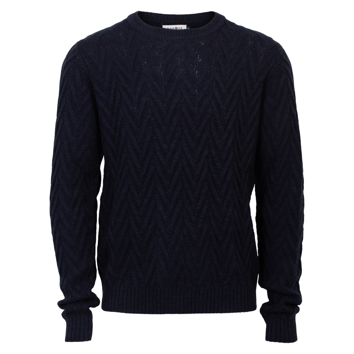 Marcus Richie Herre Striktrøje i uldmix - Night Navy - XL