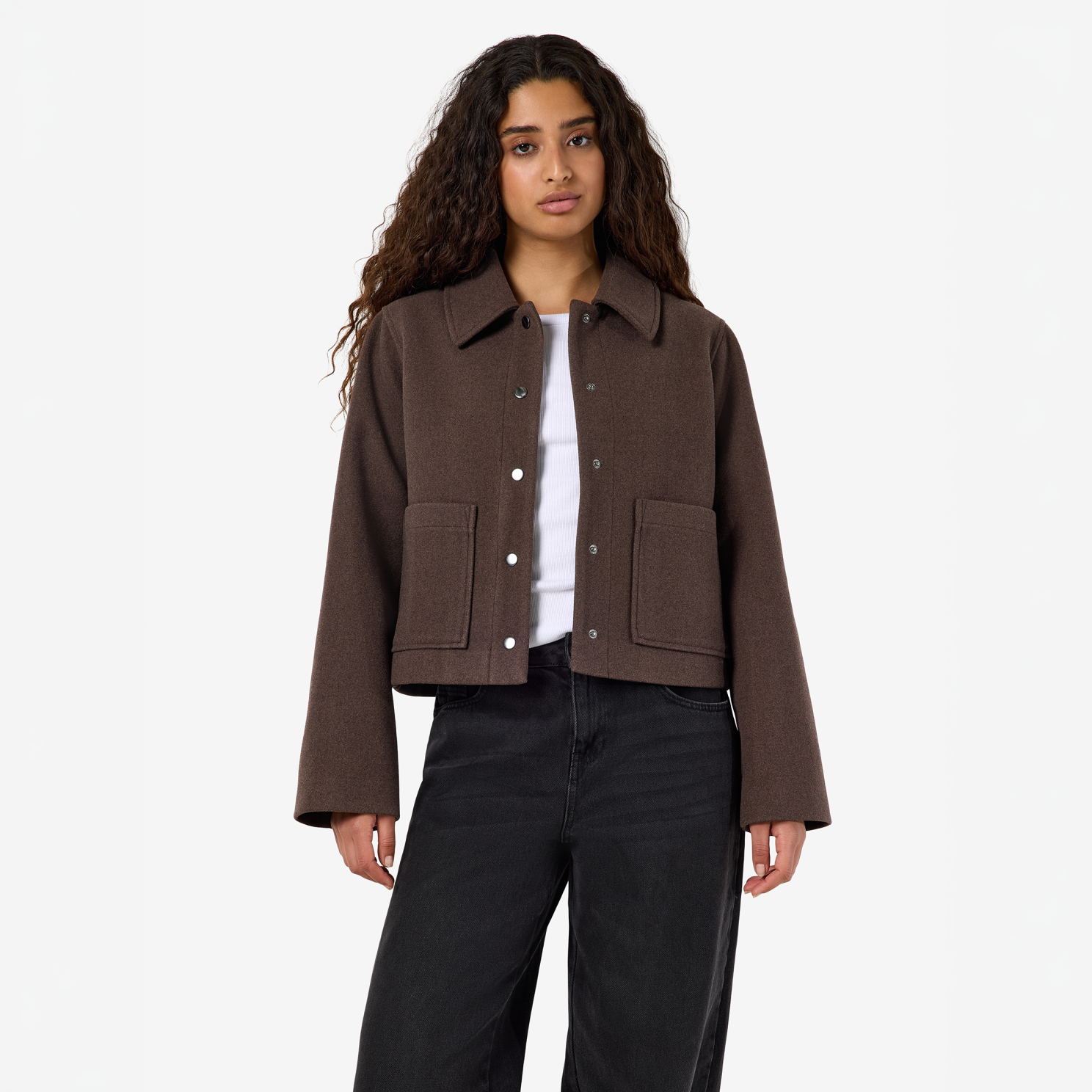 Noisy May Dame Overgangsjakke - Chocolate Brown - XL