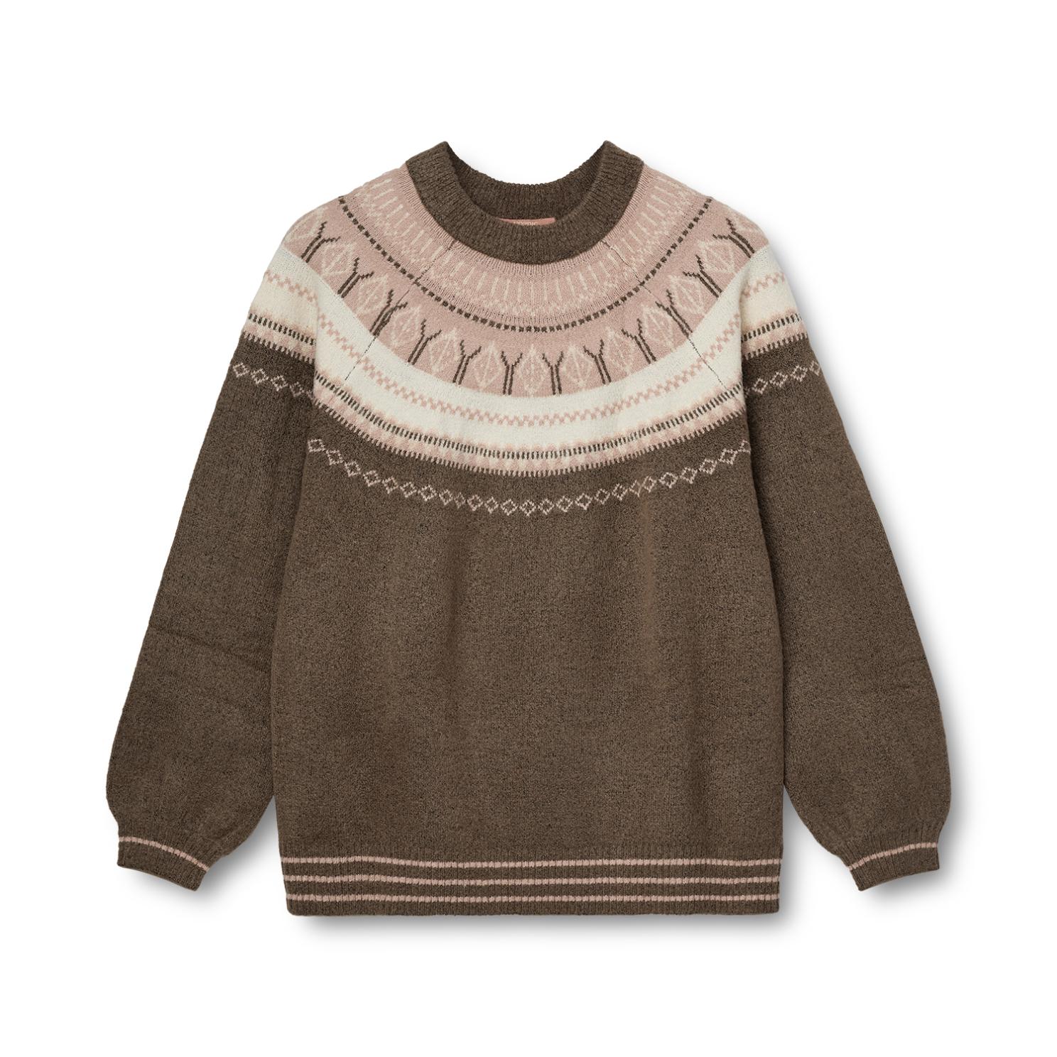 Nordic Project 18 Dame Striktrøje - CHOCOLATE BROWN - 2XL