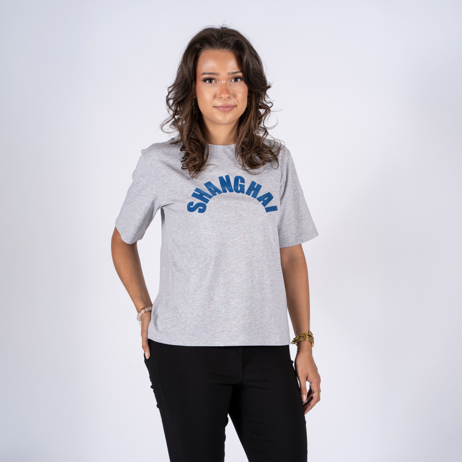 SASIA Daphne Dame T-shirt - LIGHT GREY MELANGE - XL