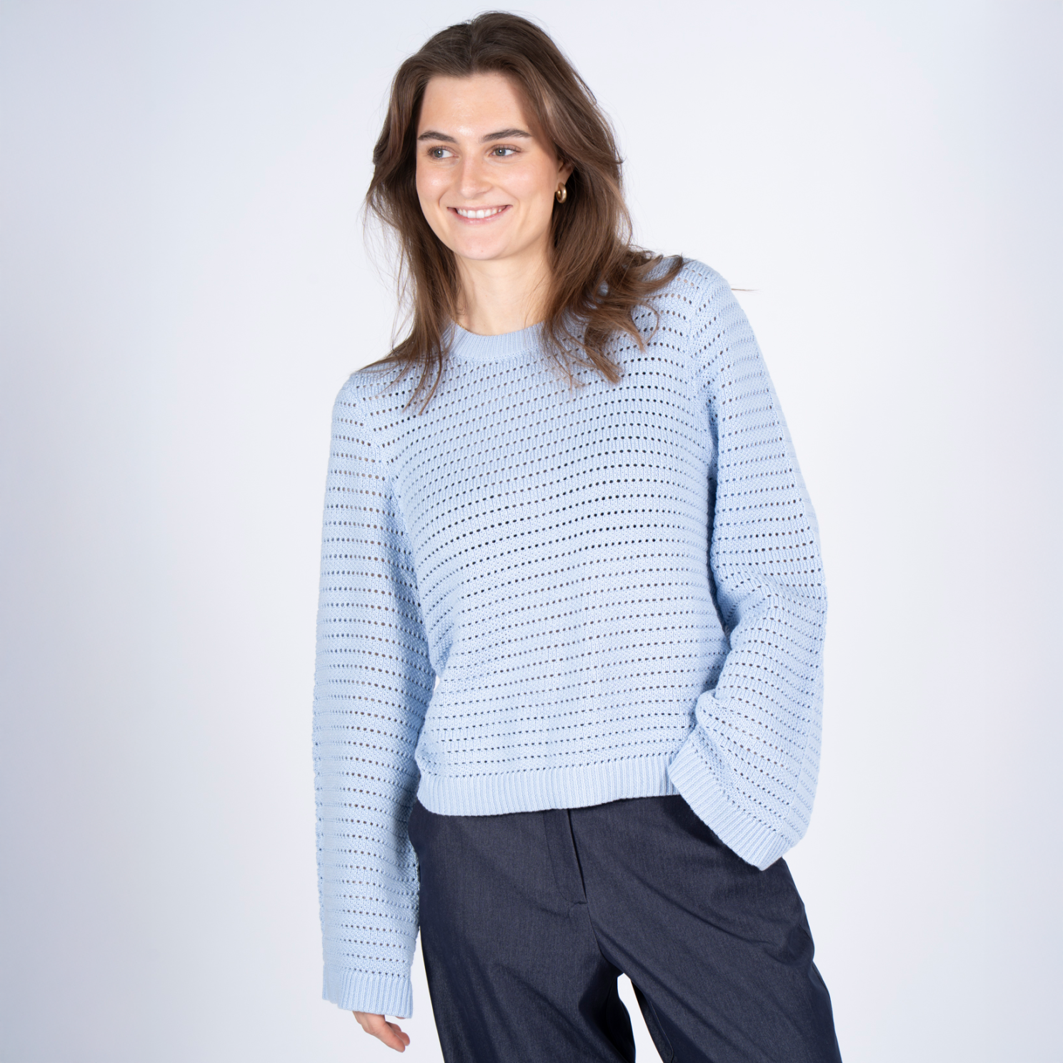 SASIA Mina Dame Striktrøje - CASHMERE BLUE - XL