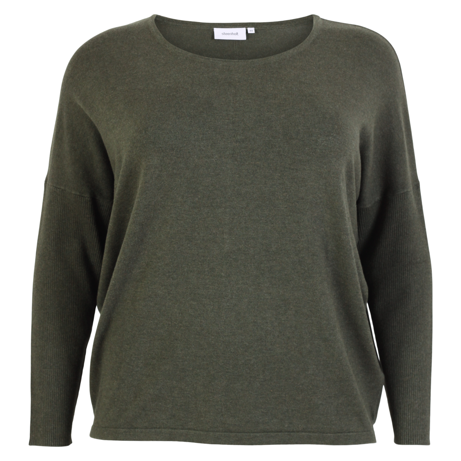 Steenholt Cava Dame Striktrøje Plus Size - Green Melange - 50