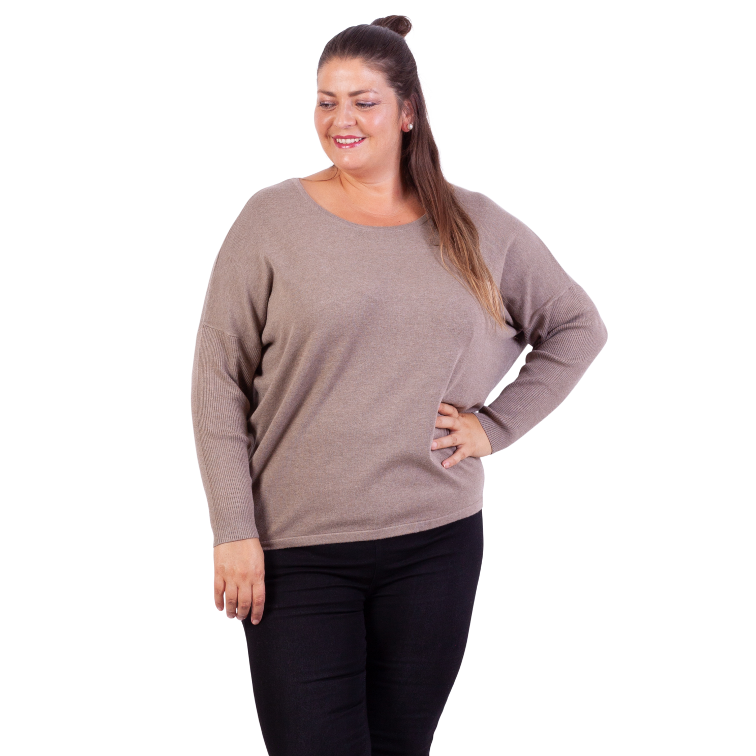 Steenholt Cava Dame Striktrøje Plus Size - SAnd - 52