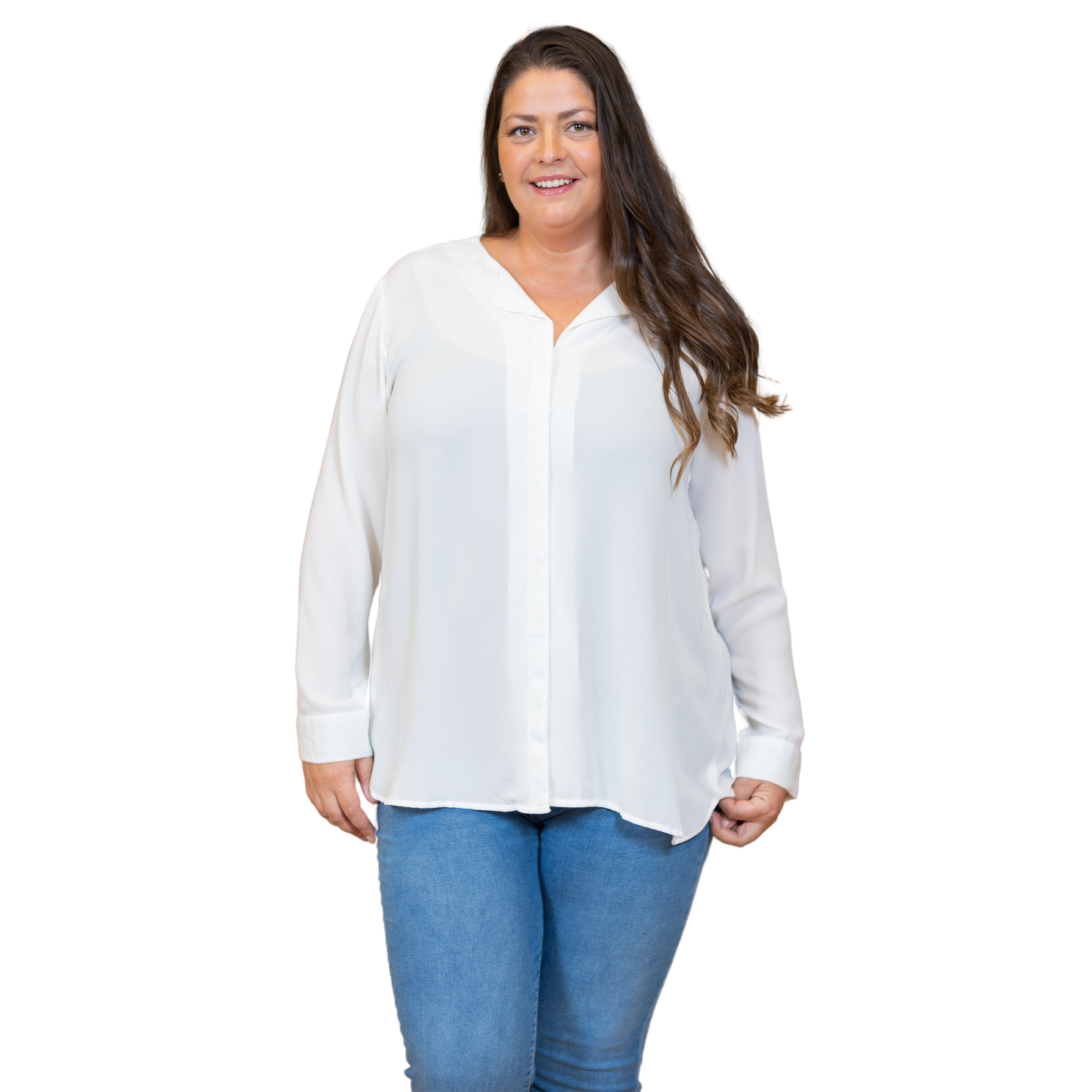 Steenholt Clara Dame Bluse Plus Size - Bright White - 52