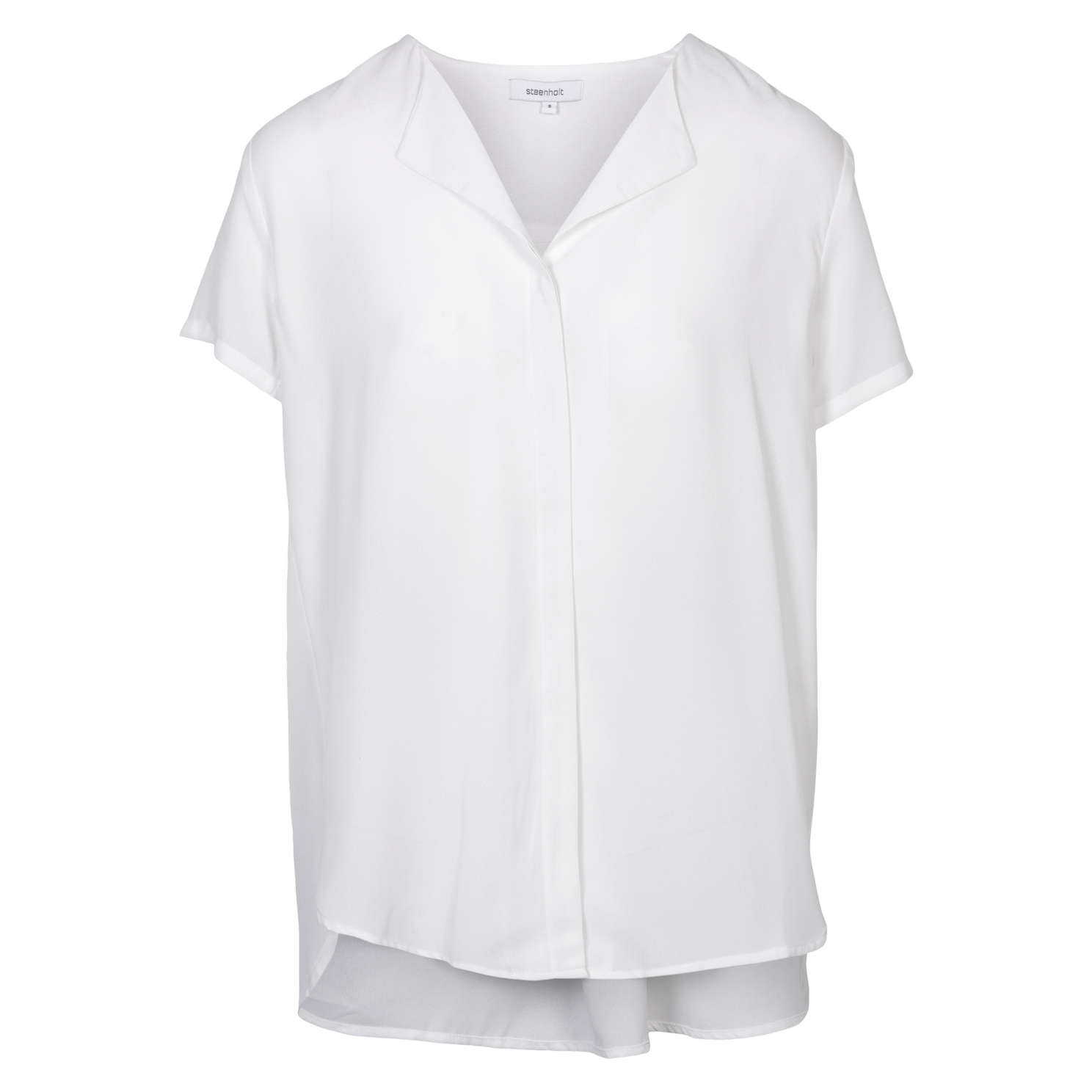 Steenholt Clara Dame Kortærmet bluse Plus Size - Bright White - 54
