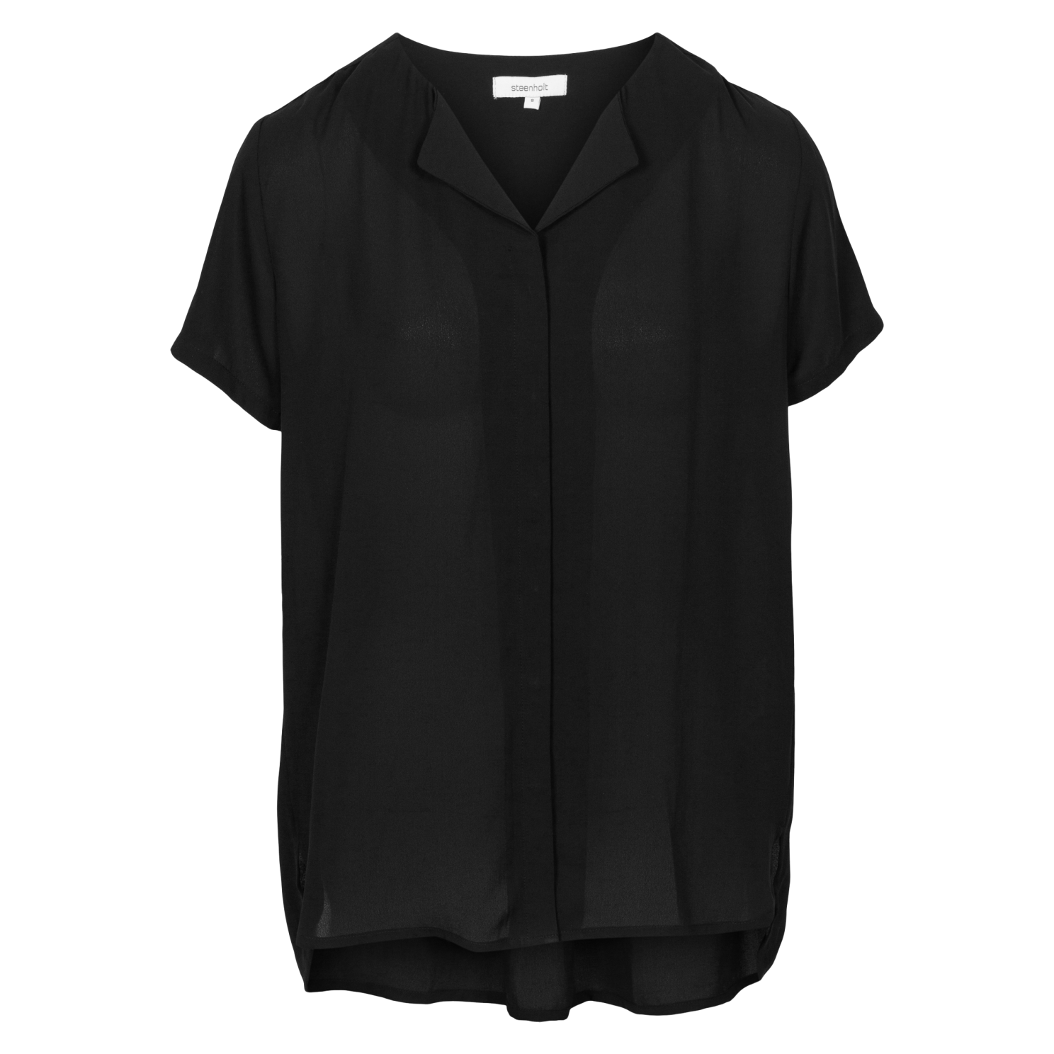 Steenholt Clara Dame Kortærmet bluse Plus Size - Jet Black - 50