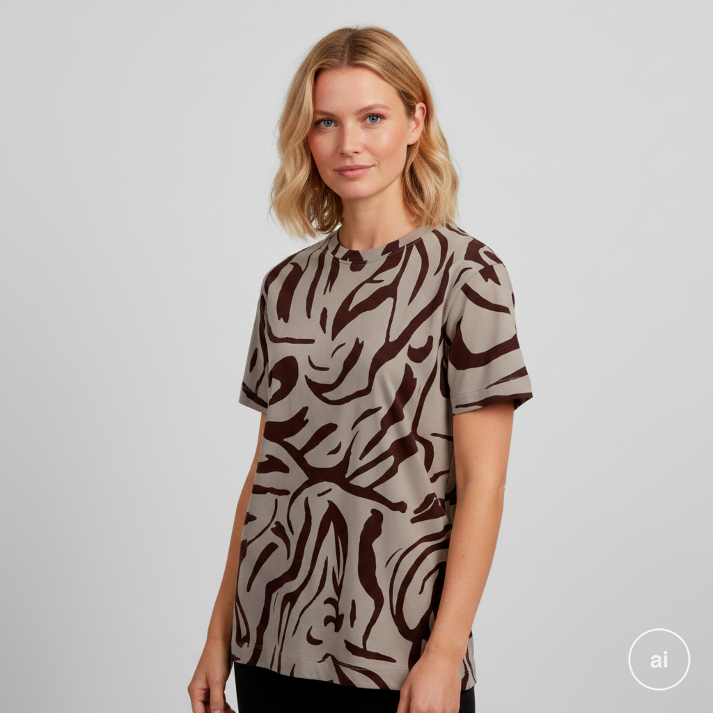 Steenholt Dame T-shirt - P5 AOP RUM RAISIN - XL