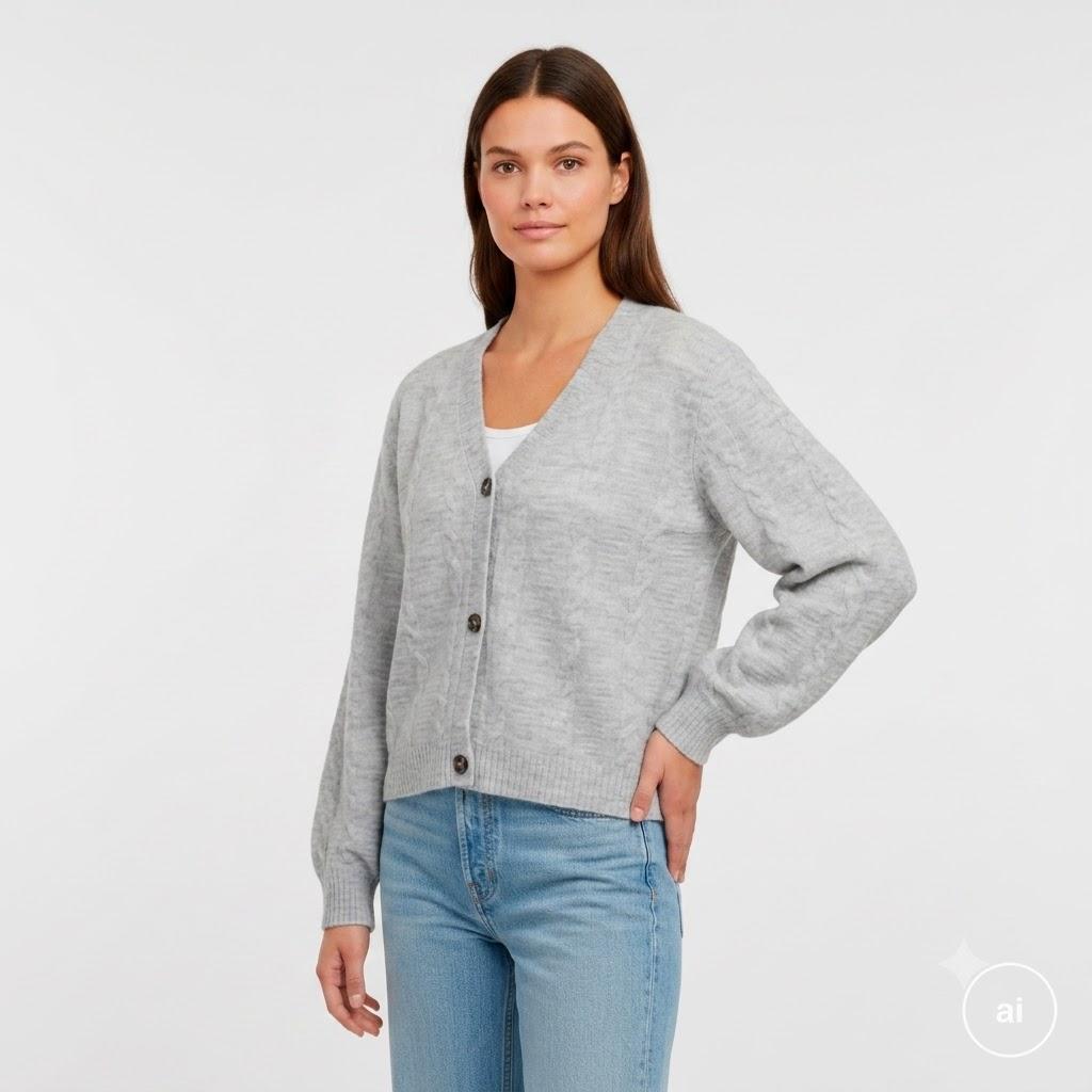 Steenholt Gora Dame Cardigan - GREY MELANGE - XL