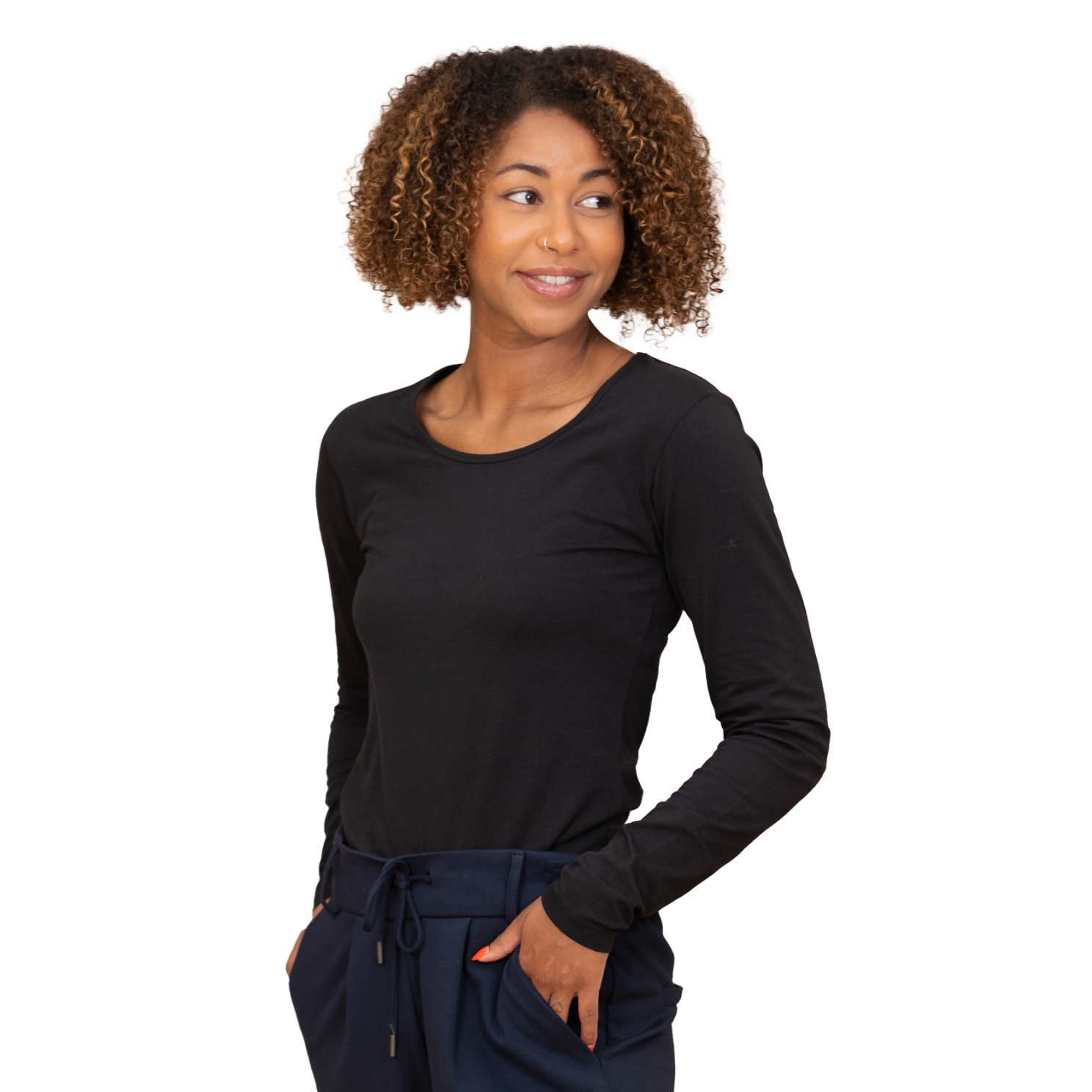 Steenholt Harmony Dame Langærmet t-shirt - Black - XL