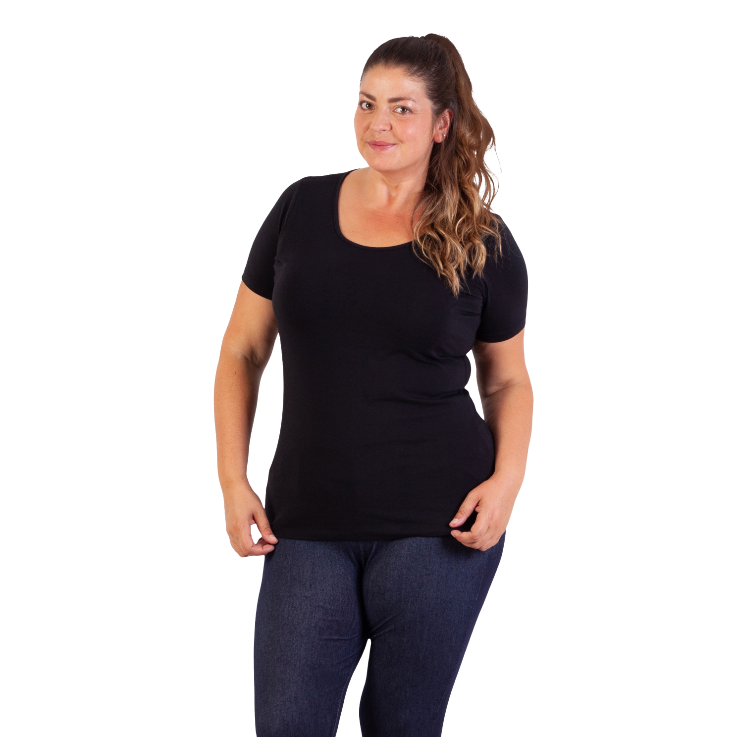 Steenholt Harmony Dame T-shirt Plus Size - Black - 56