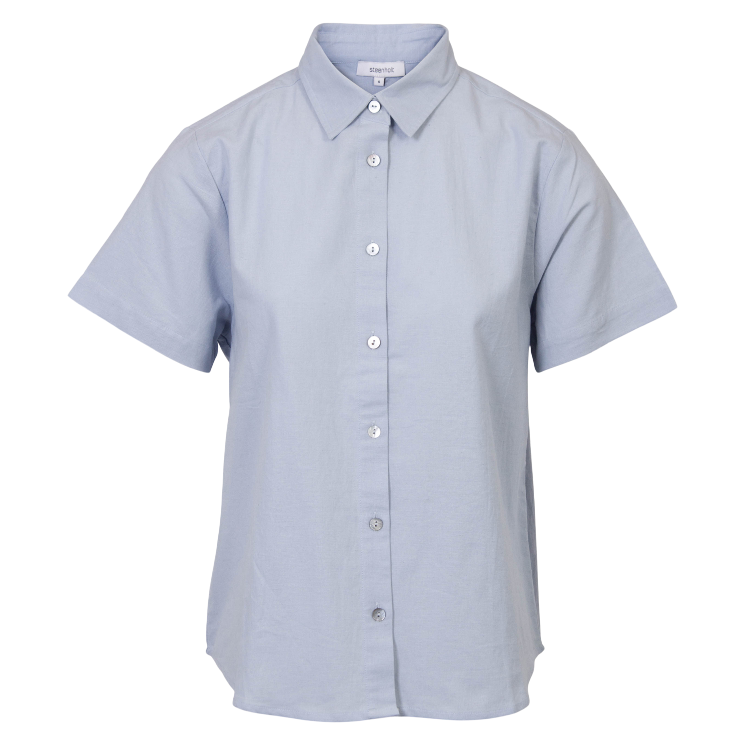 Steenholt Linett Dame Kortærmet skjorte i hørmix Plus Size - Heavenly Blue - 46