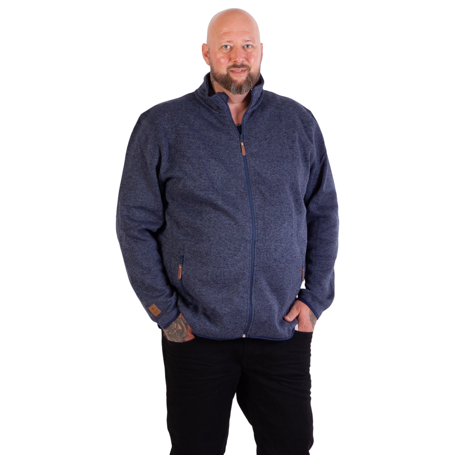 Steenholt Ocean Herre Fleecejakke Plus Size - Melange Blue - 7XL