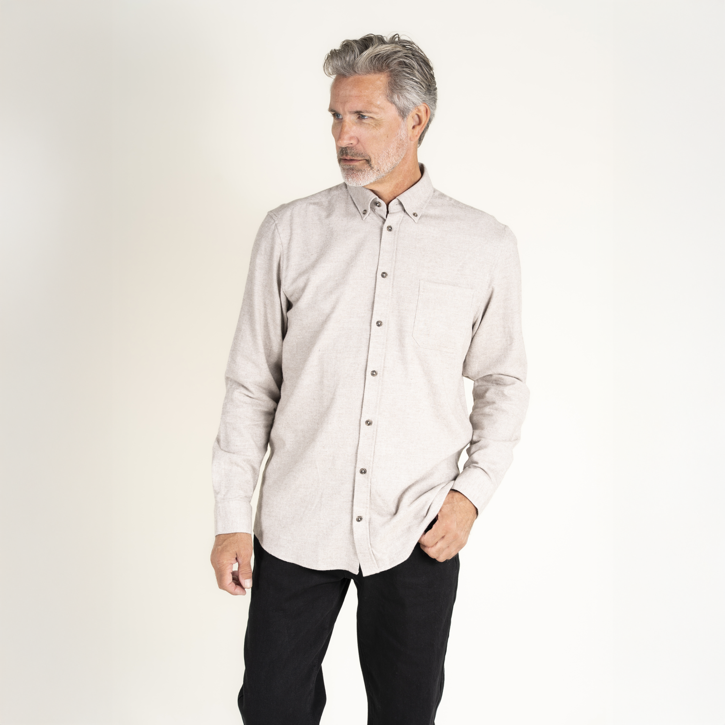 Vito Barny Herre Skjorte - Ultra Light Sand Melange - XL/43/44