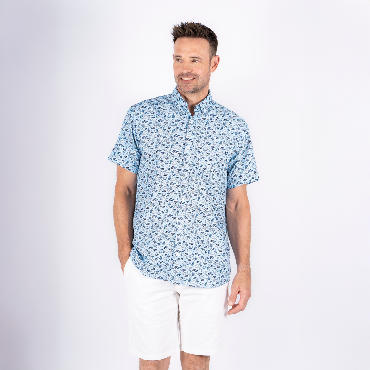 Vito Jude Herre Kortærmet skjorte - Blue - XL-43/44