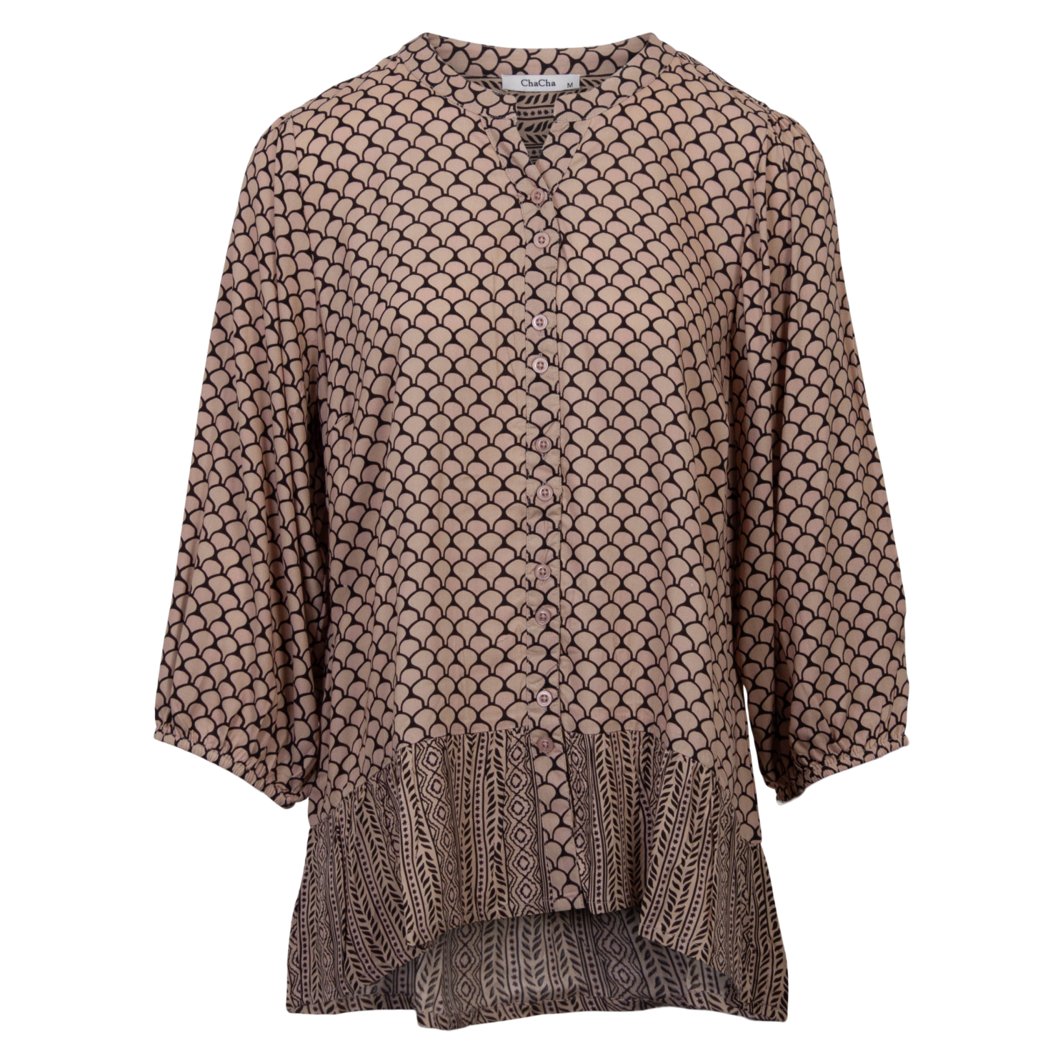 ZbyZ Dame Bluse Plus Size - Beige - 50/52